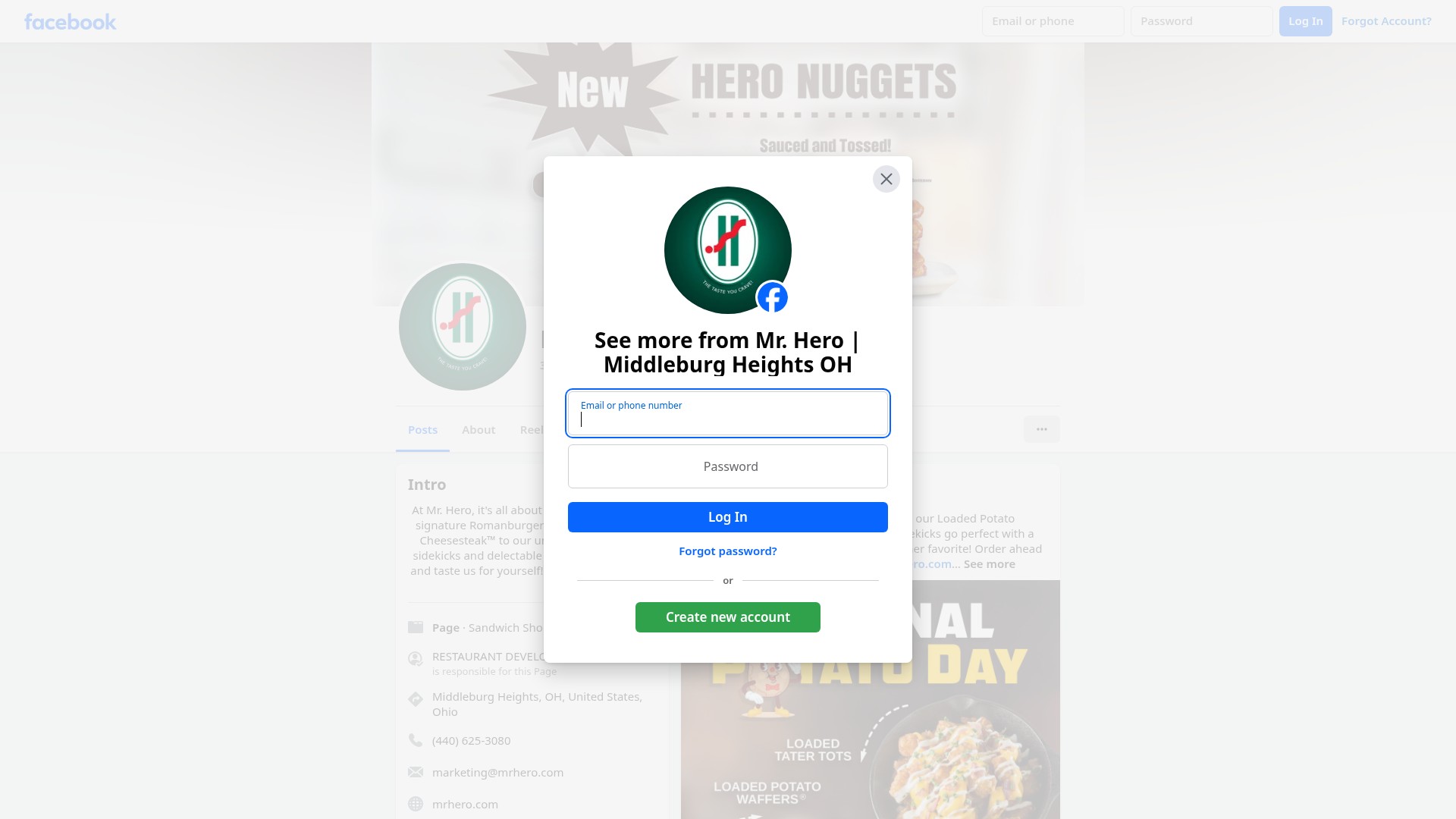 Screenshot of order.mrhero.com