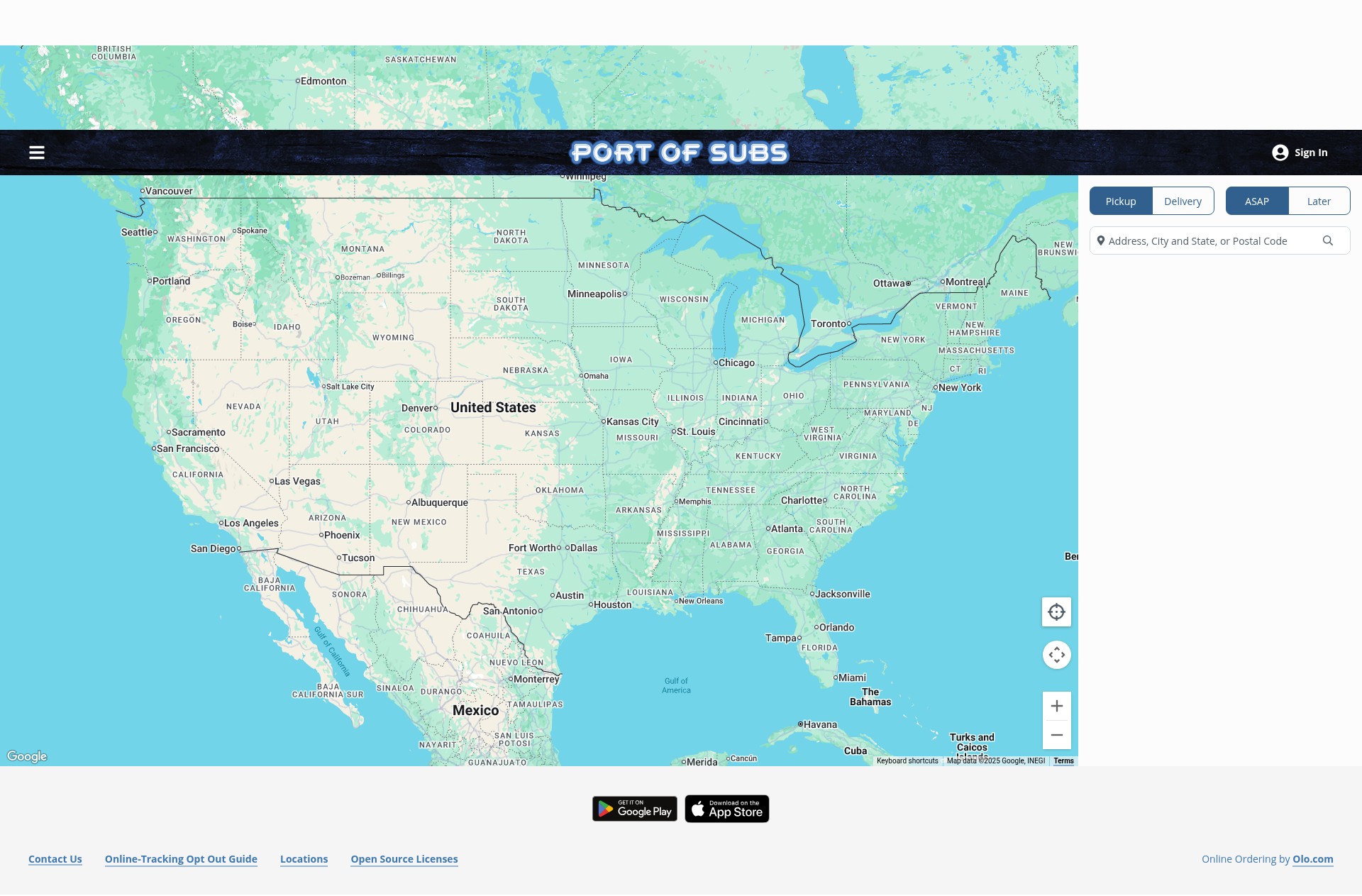 Screenshot of order.portofsubs.com