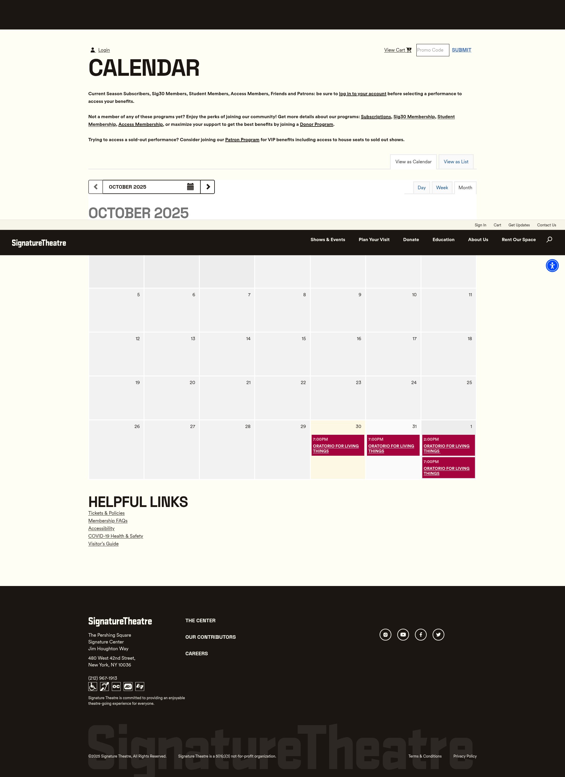 Screenshot of order.signaturetheatre.org