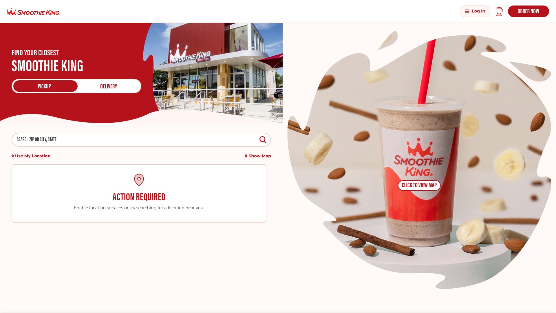 Screenshot of order.smoothieking.com