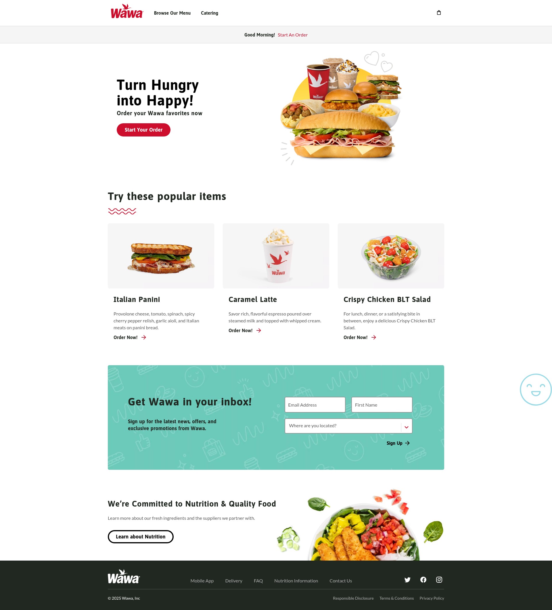 Screenshot of order.wawa.com