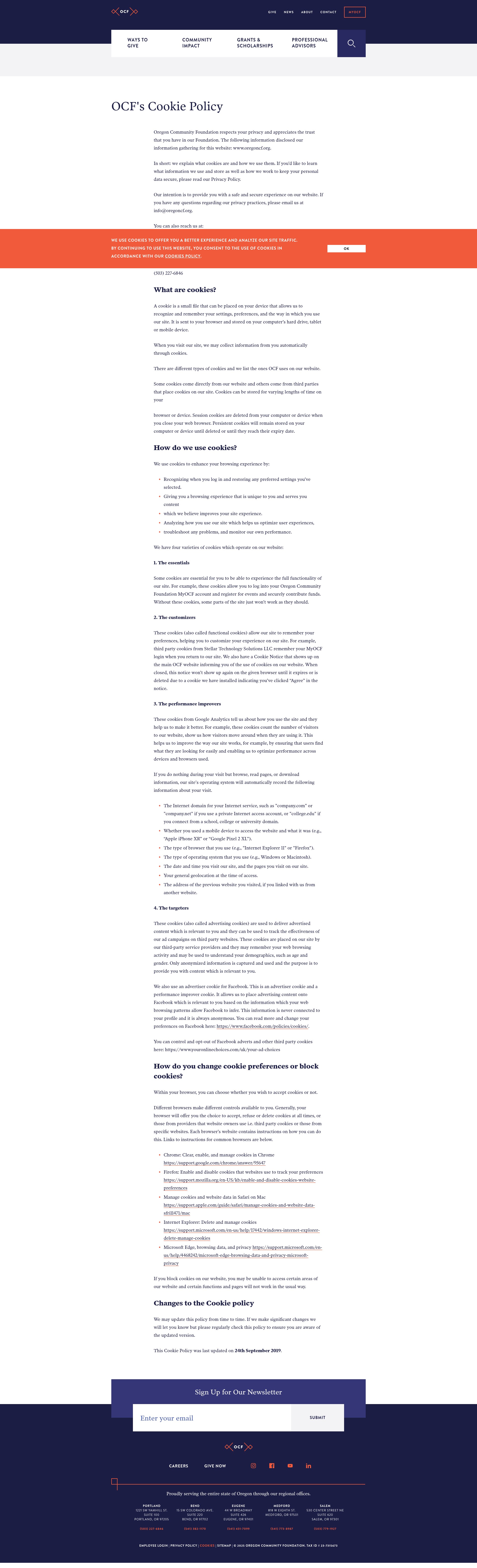 Screenshot of oregoncf.org