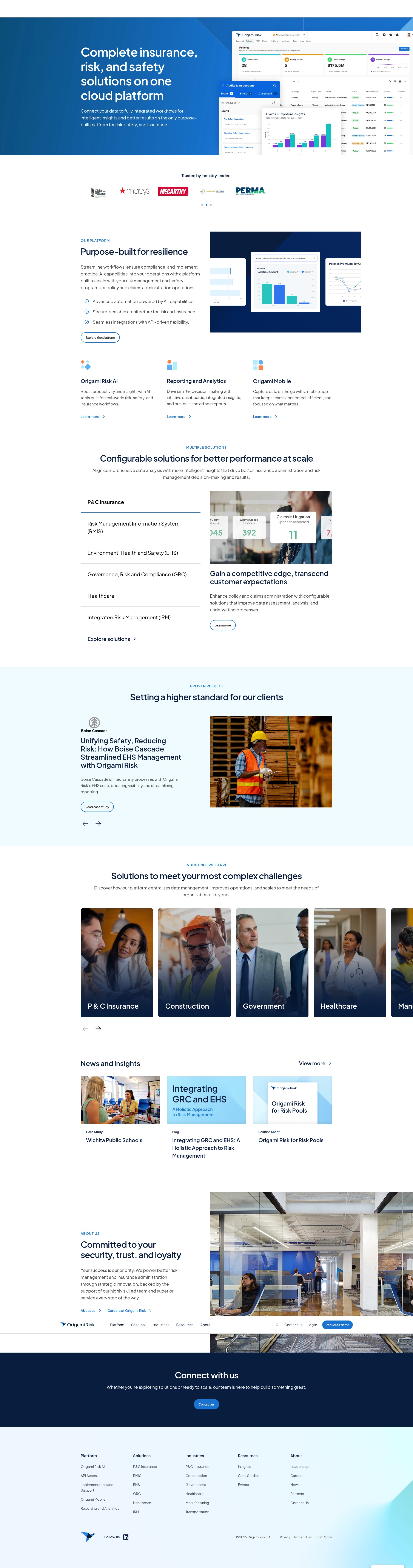 Screenshot of origamirisk.com