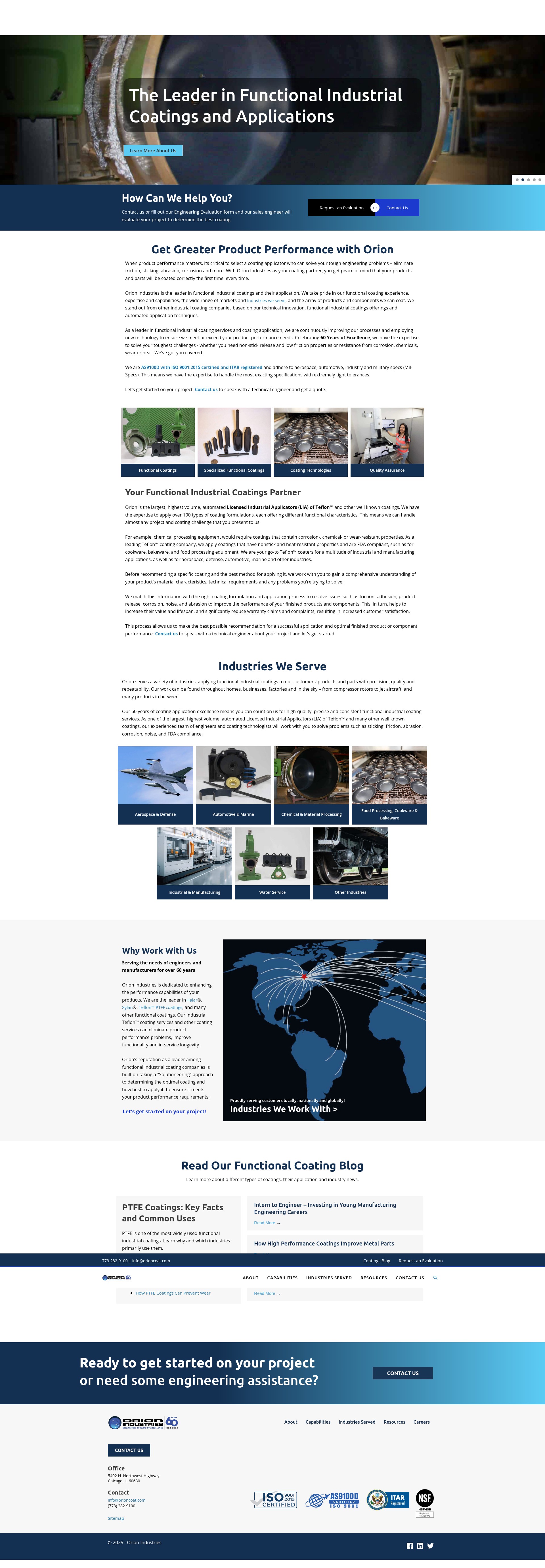 Screenshot of orioncoat.com