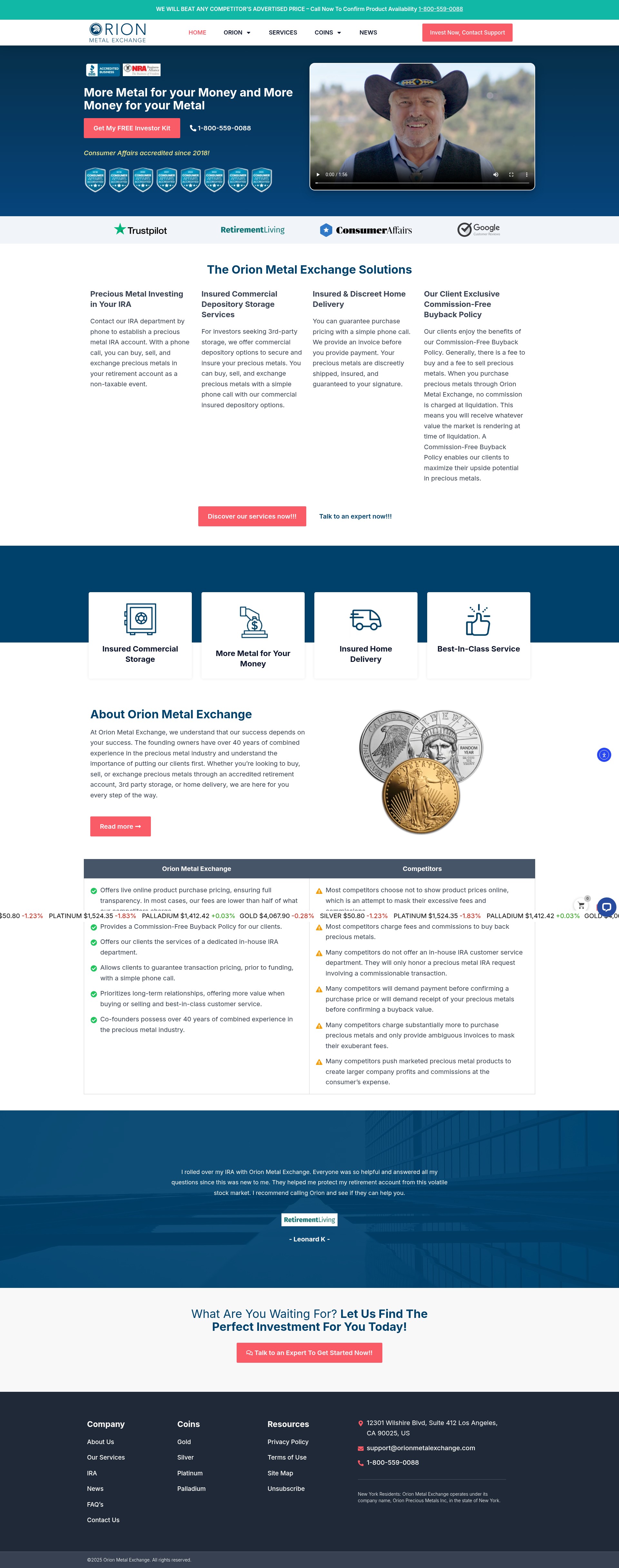 Screenshot of orionmetalexchange.com