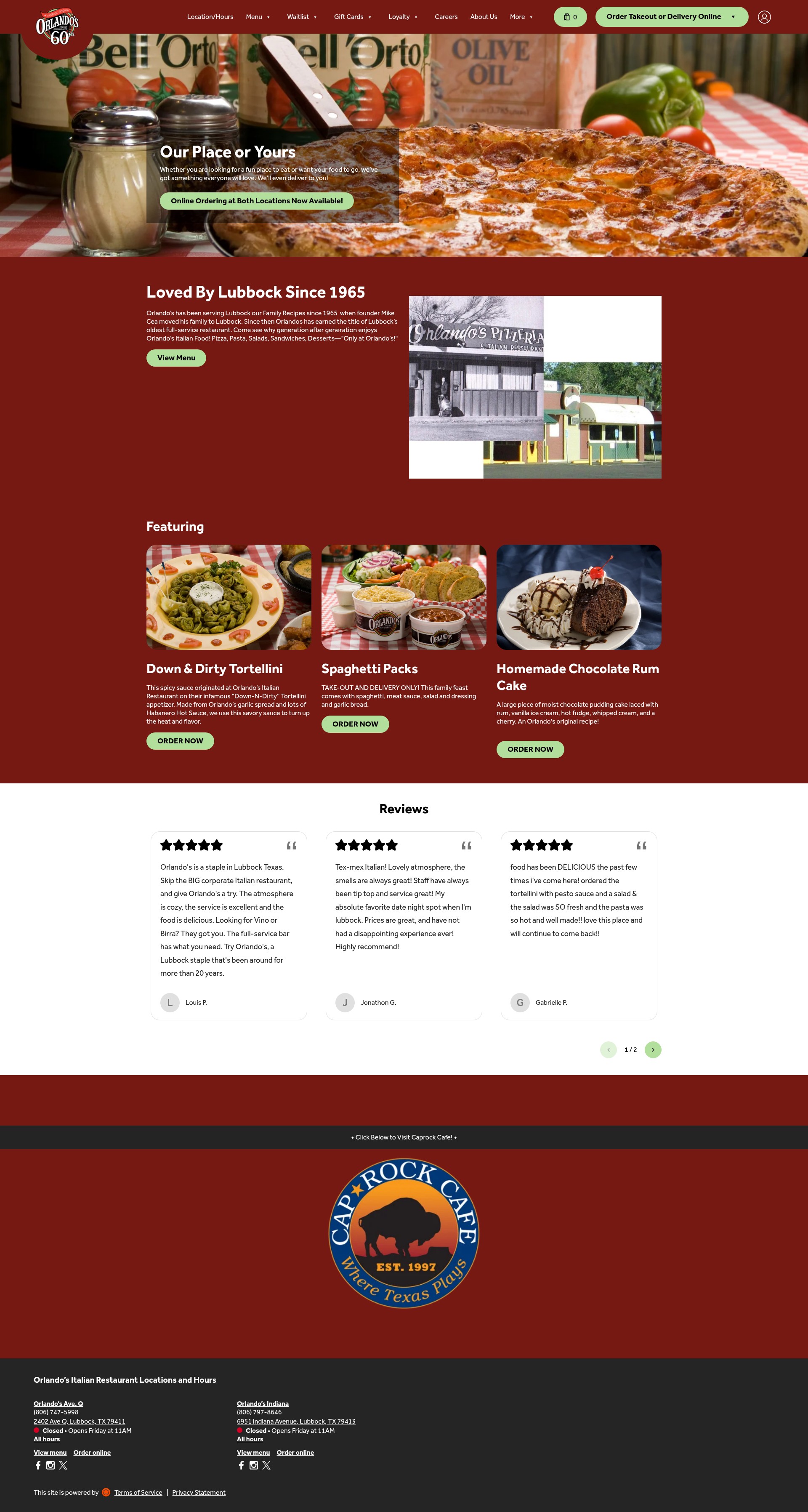 Screenshot of orlandos.com