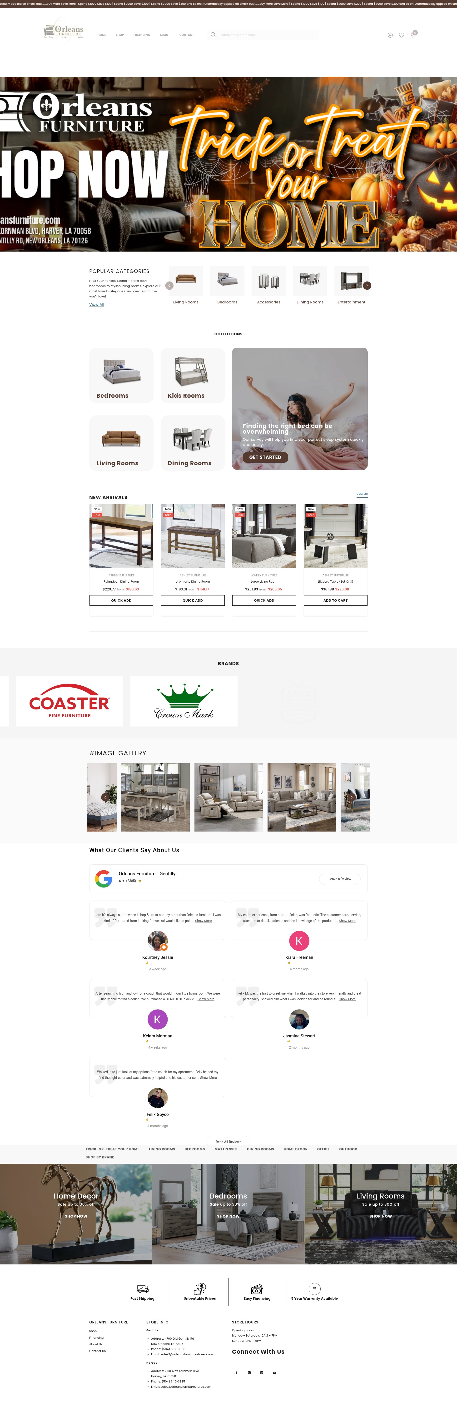 Screenshot of orleansfurniture.com