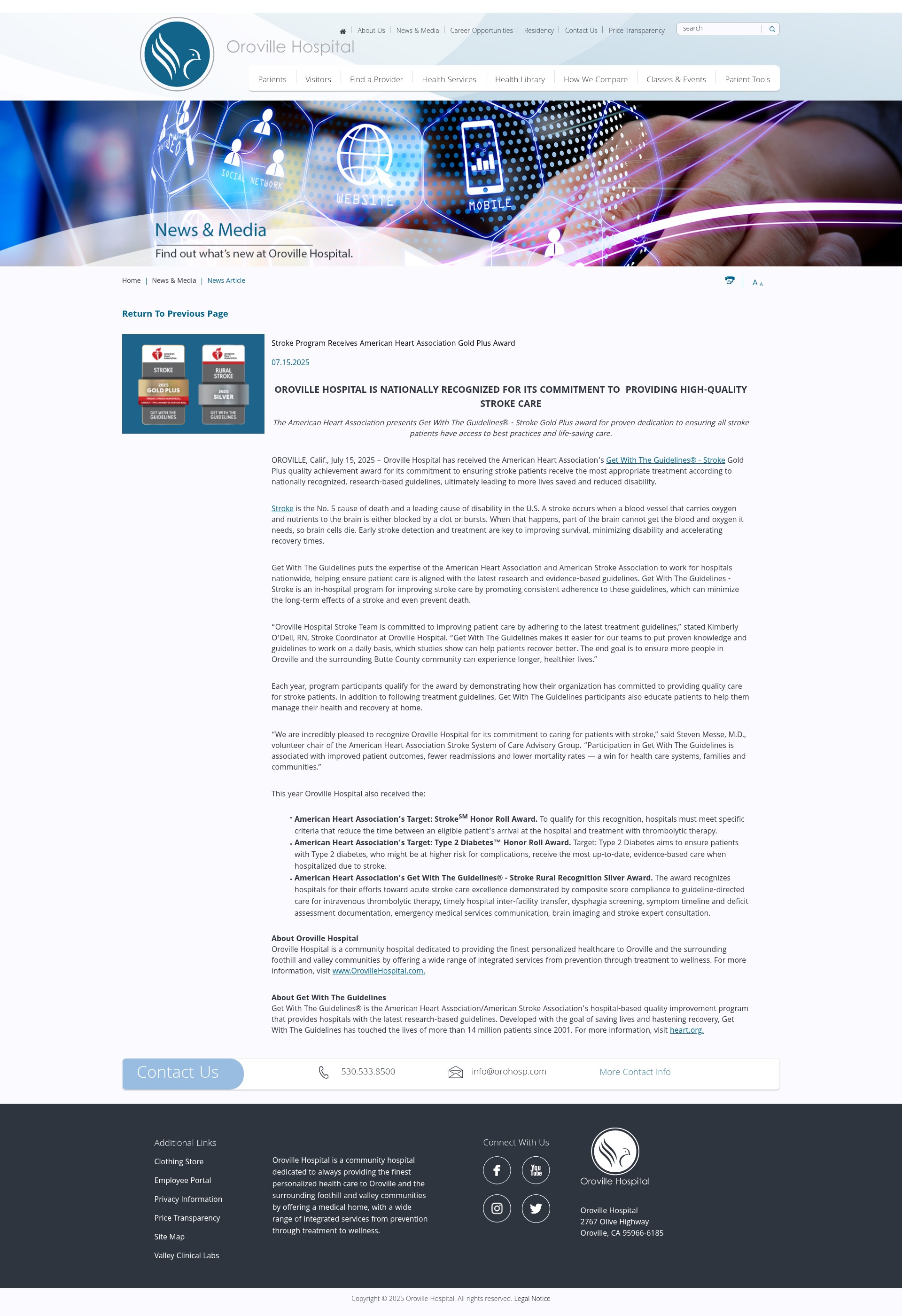 Screenshot of orovillehospital.com