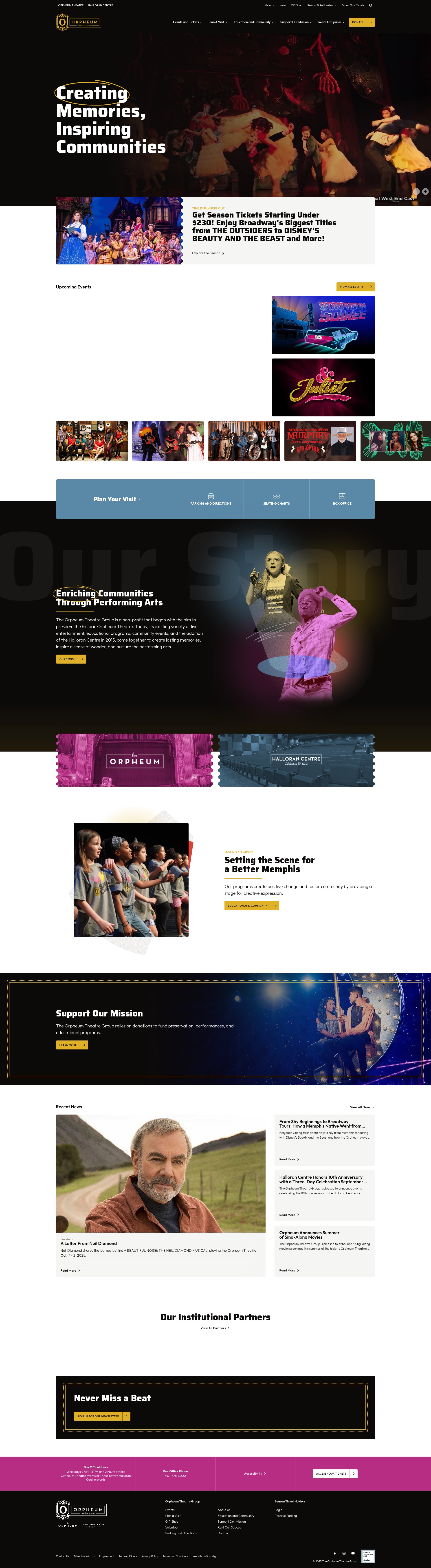 Screenshot of orpheum-memphis.com