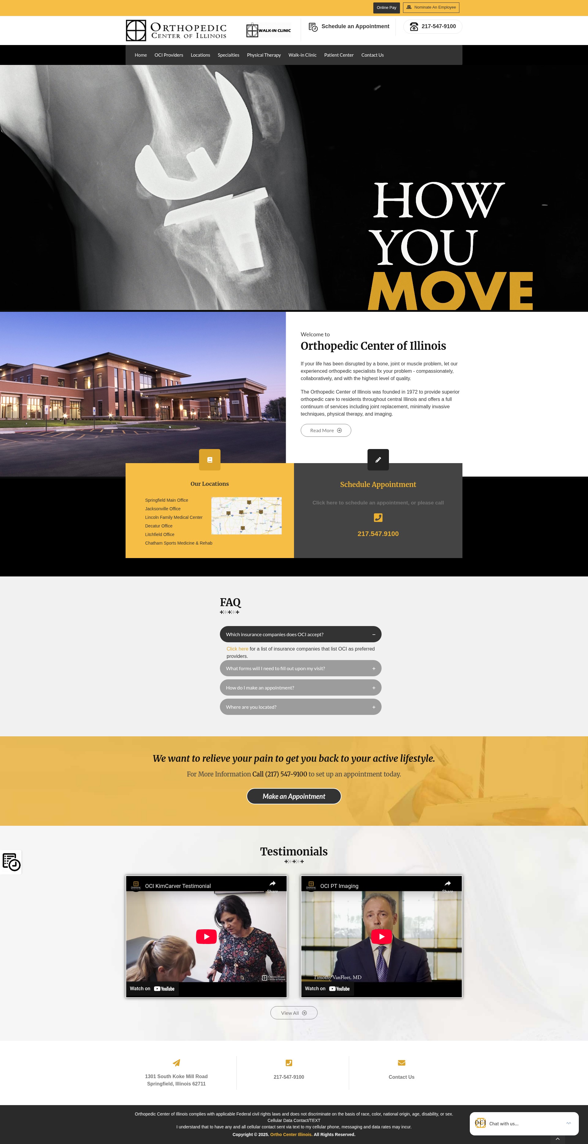 Screenshot of orthocenterillinois.com