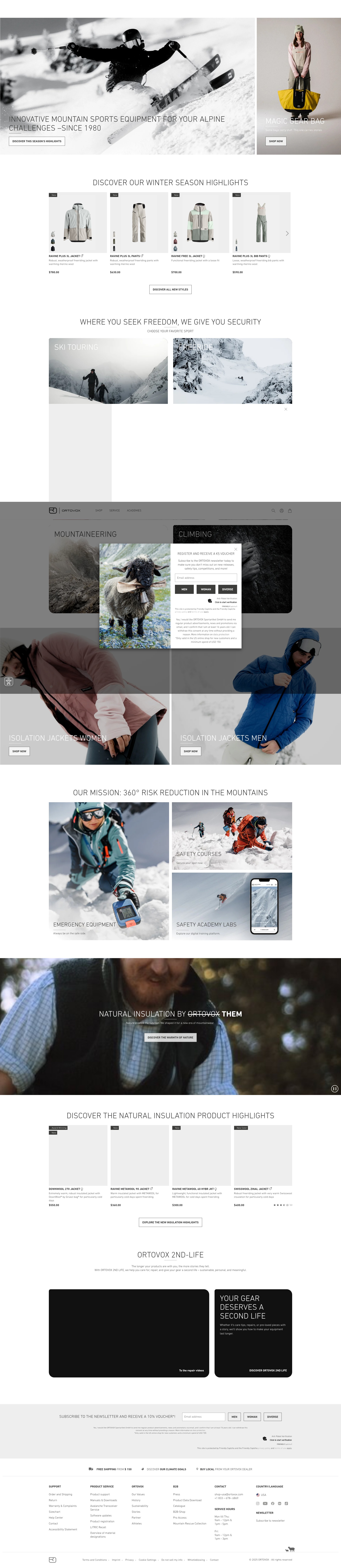 Screenshot of ortovox.com