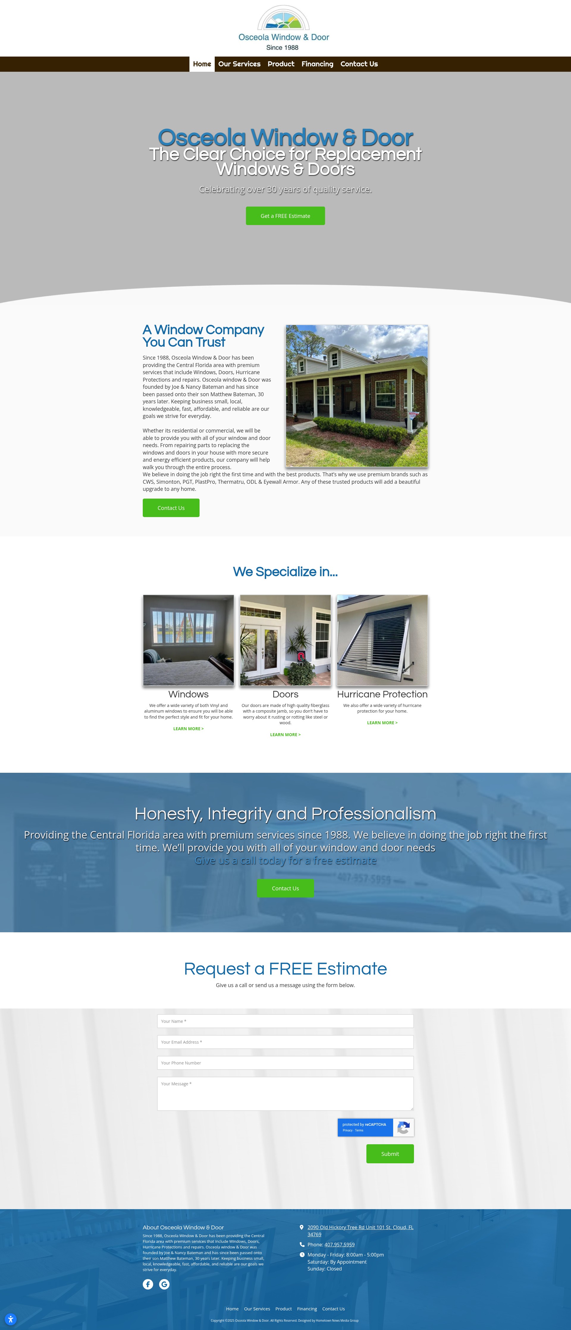 Screenshot of osceolawindow.com