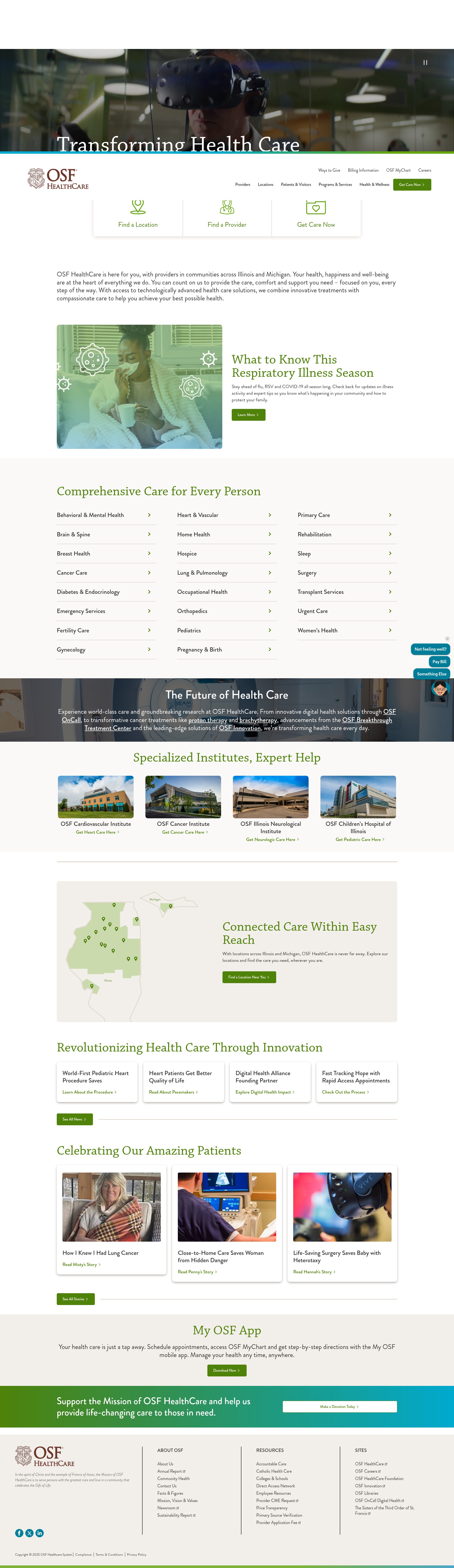 Screenshot of osfhealthcare.org