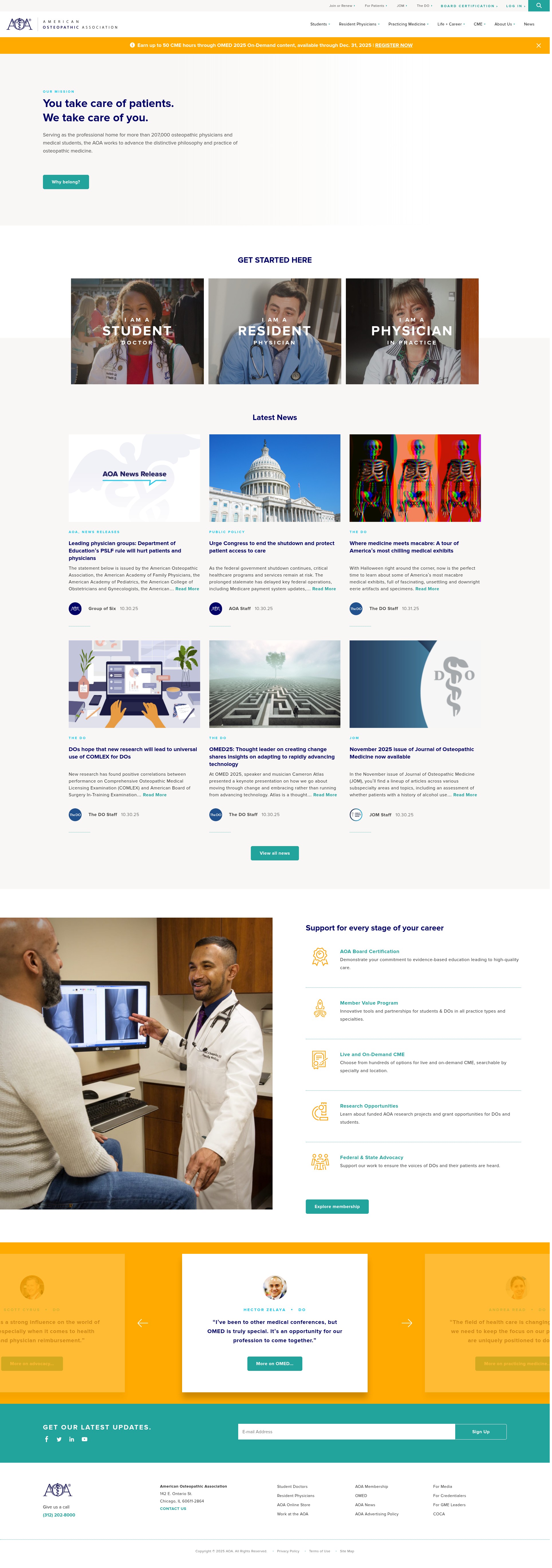 Screenshot of osteopathic.org