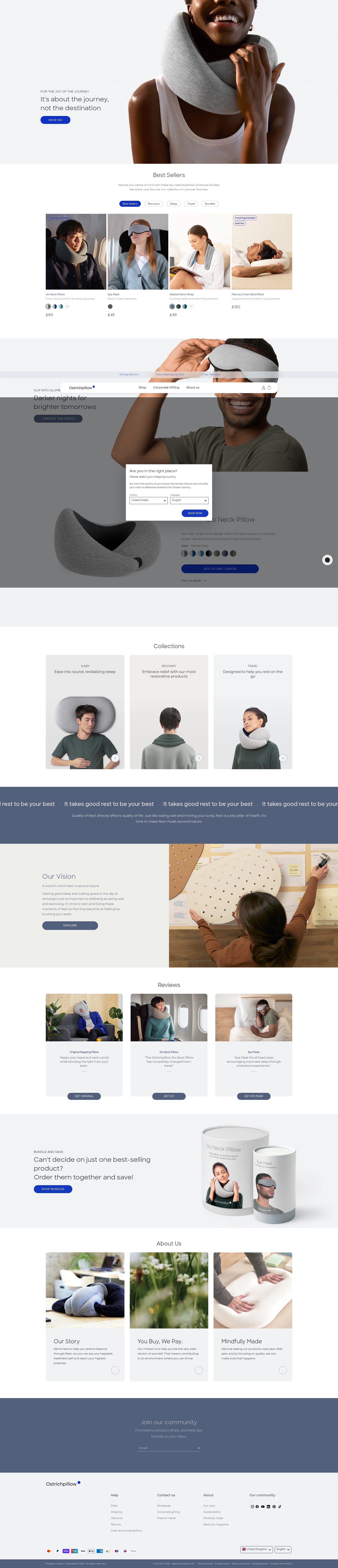 Screenshot of ostrichpillow.co.uk