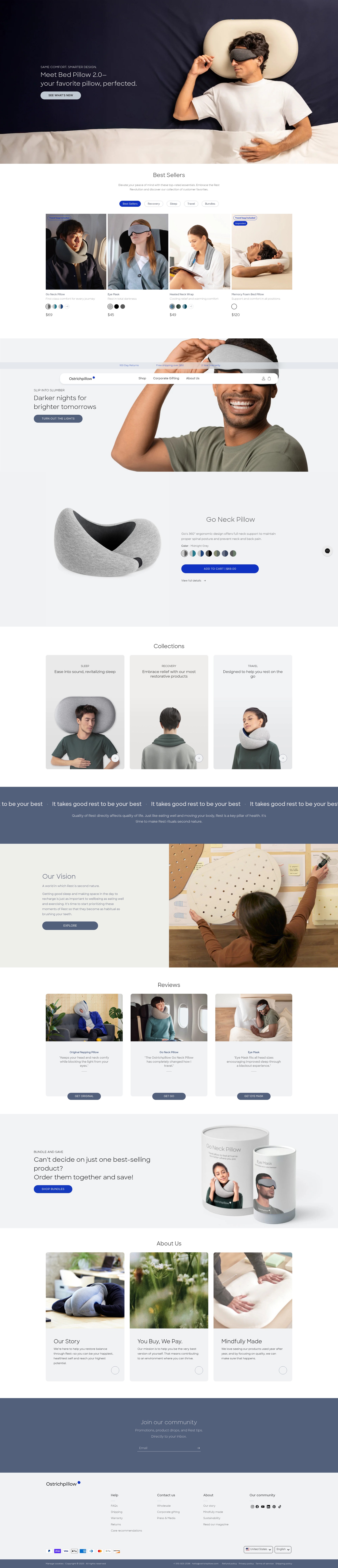 Screenshot of ostrichpillow.com