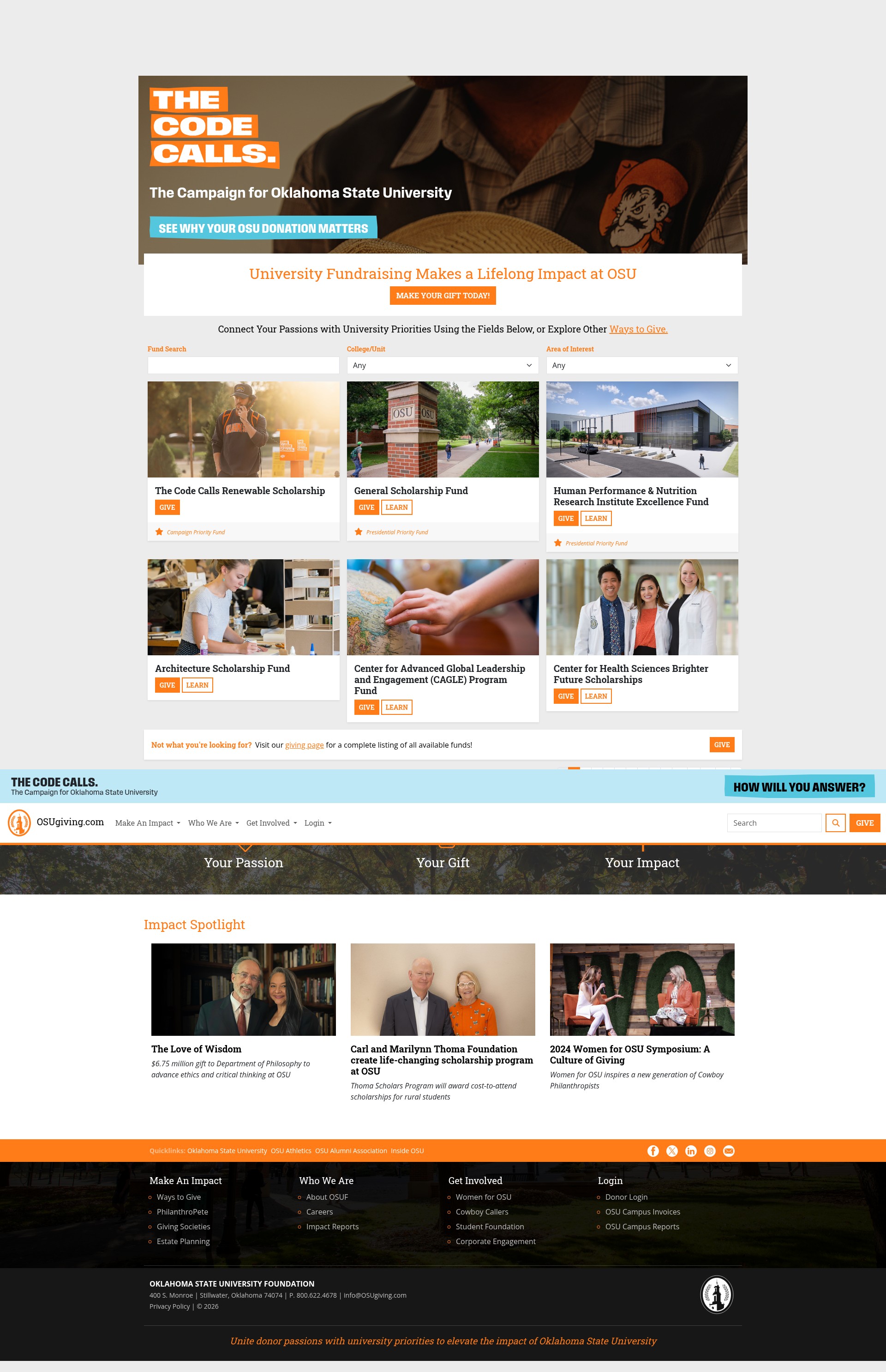 Screenshot of osugiving.com