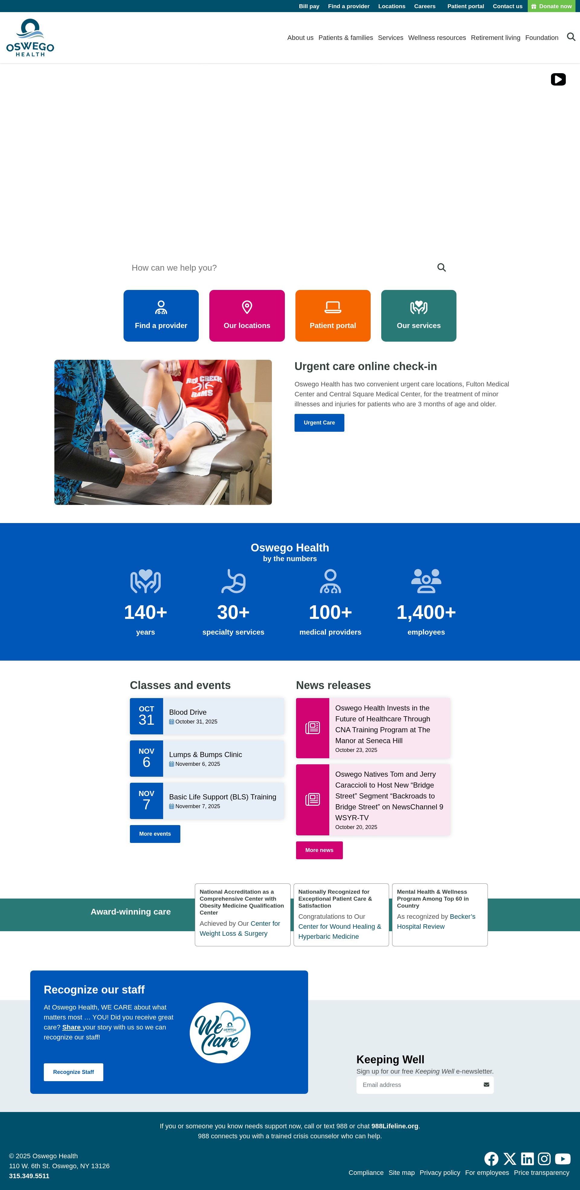 Screenshot of oswegohealth.org