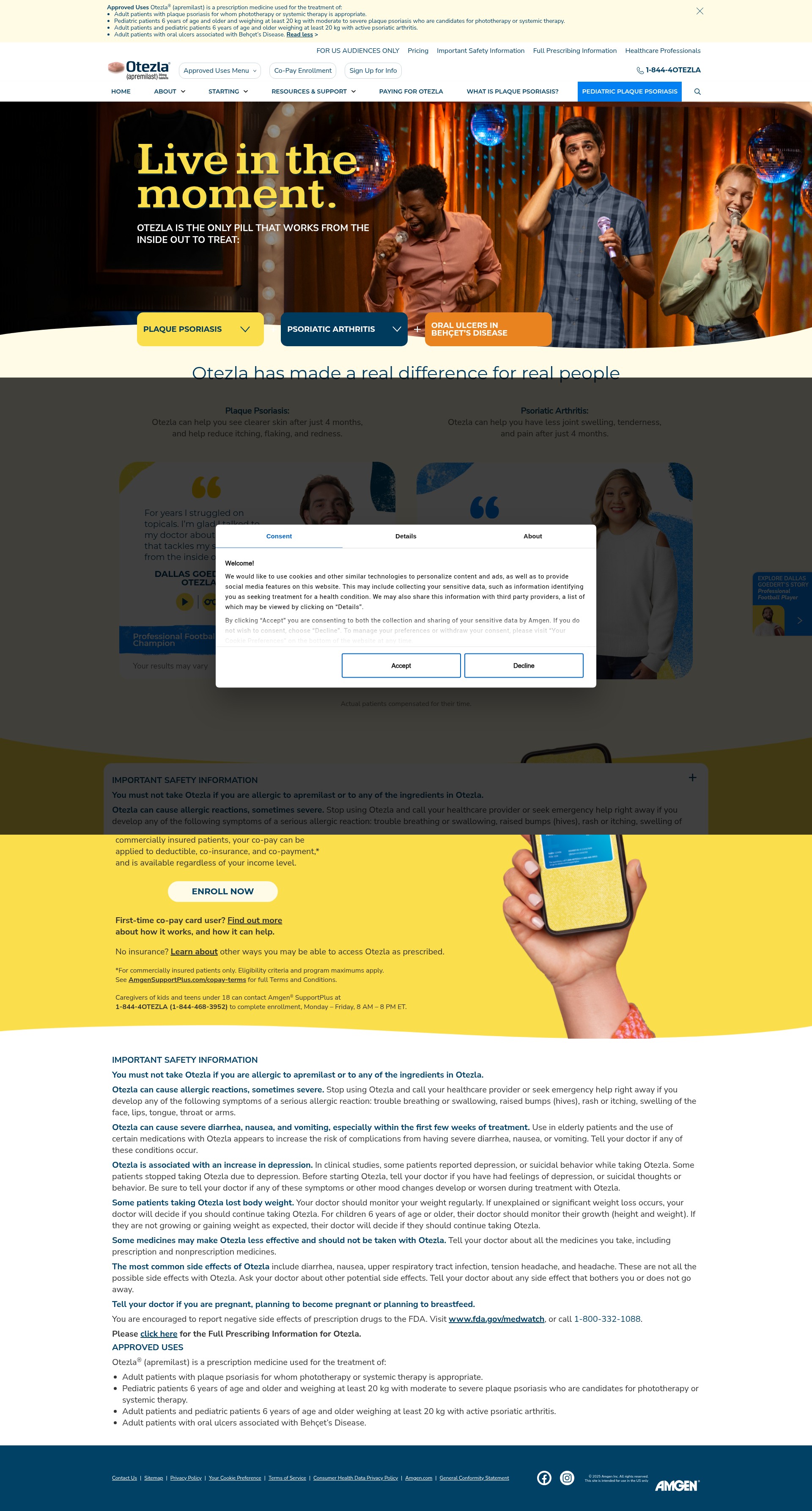 Screenshot of otezla.com