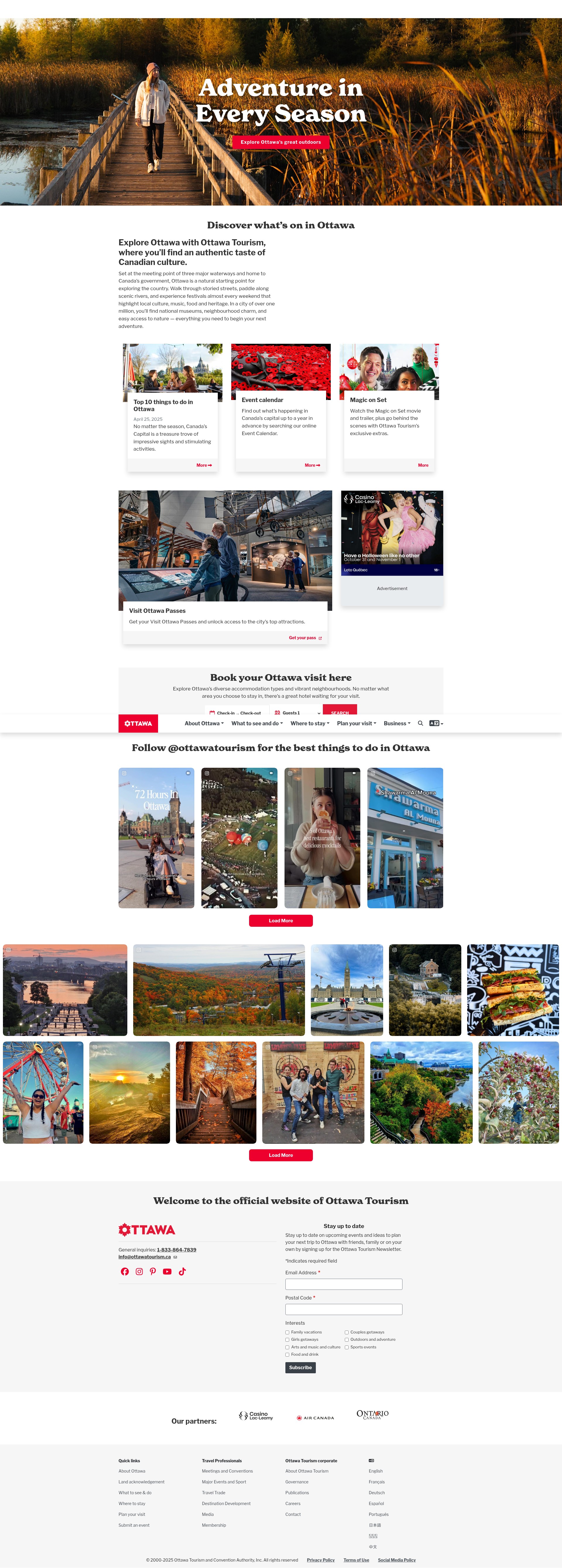 Screenshot of ottawatourism.ca