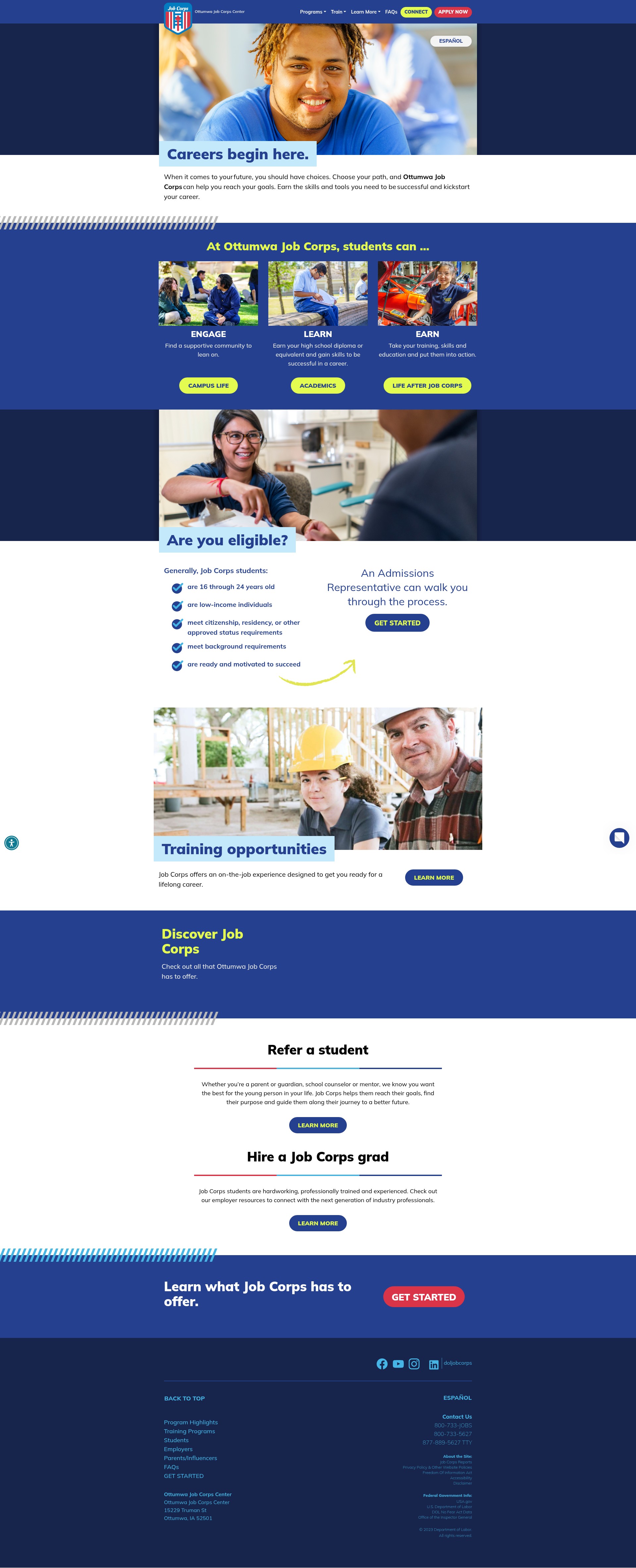 Screenshot of ottumwa.jobcorps.gov