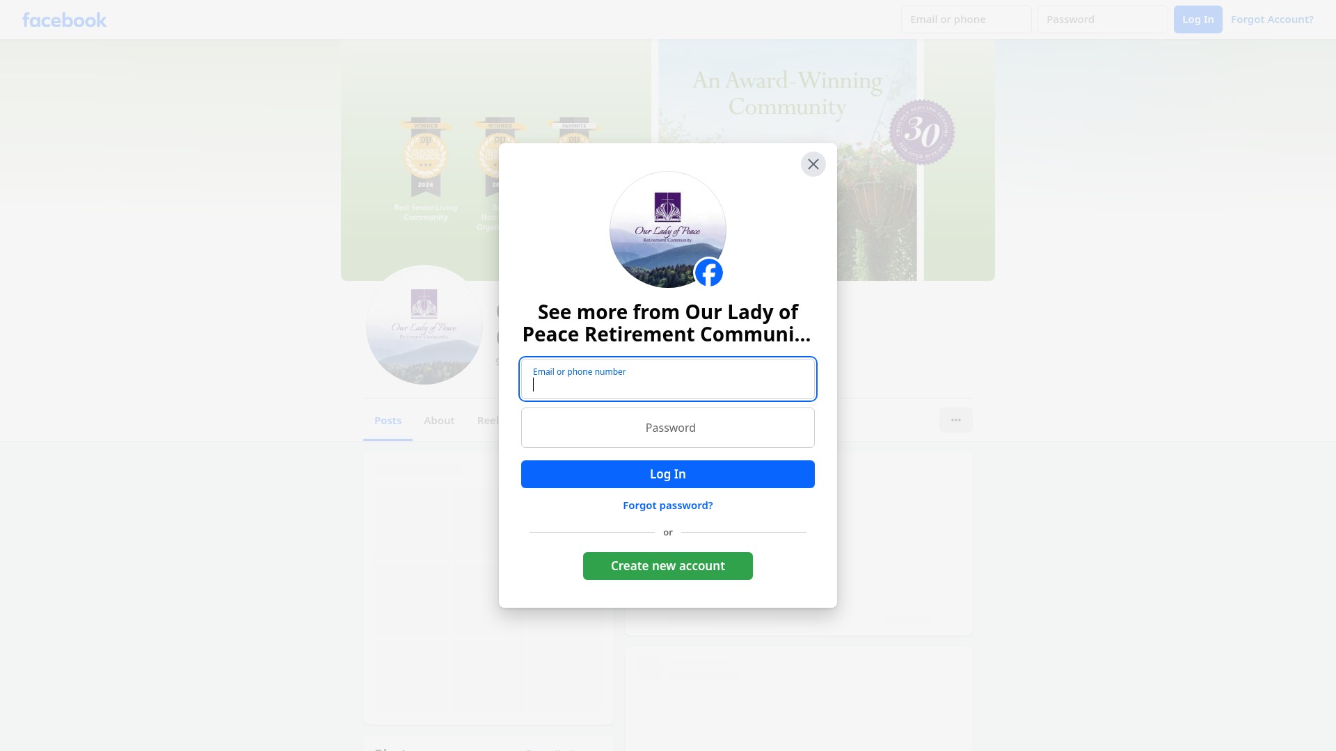 Screenshot of our-lady-of-peace.com