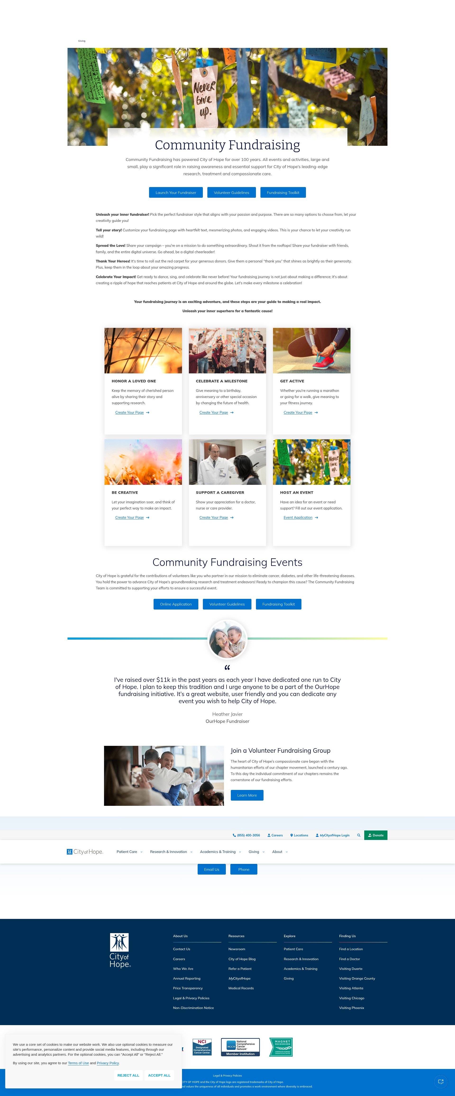 Screenshot of ourhope.cityofhope.org