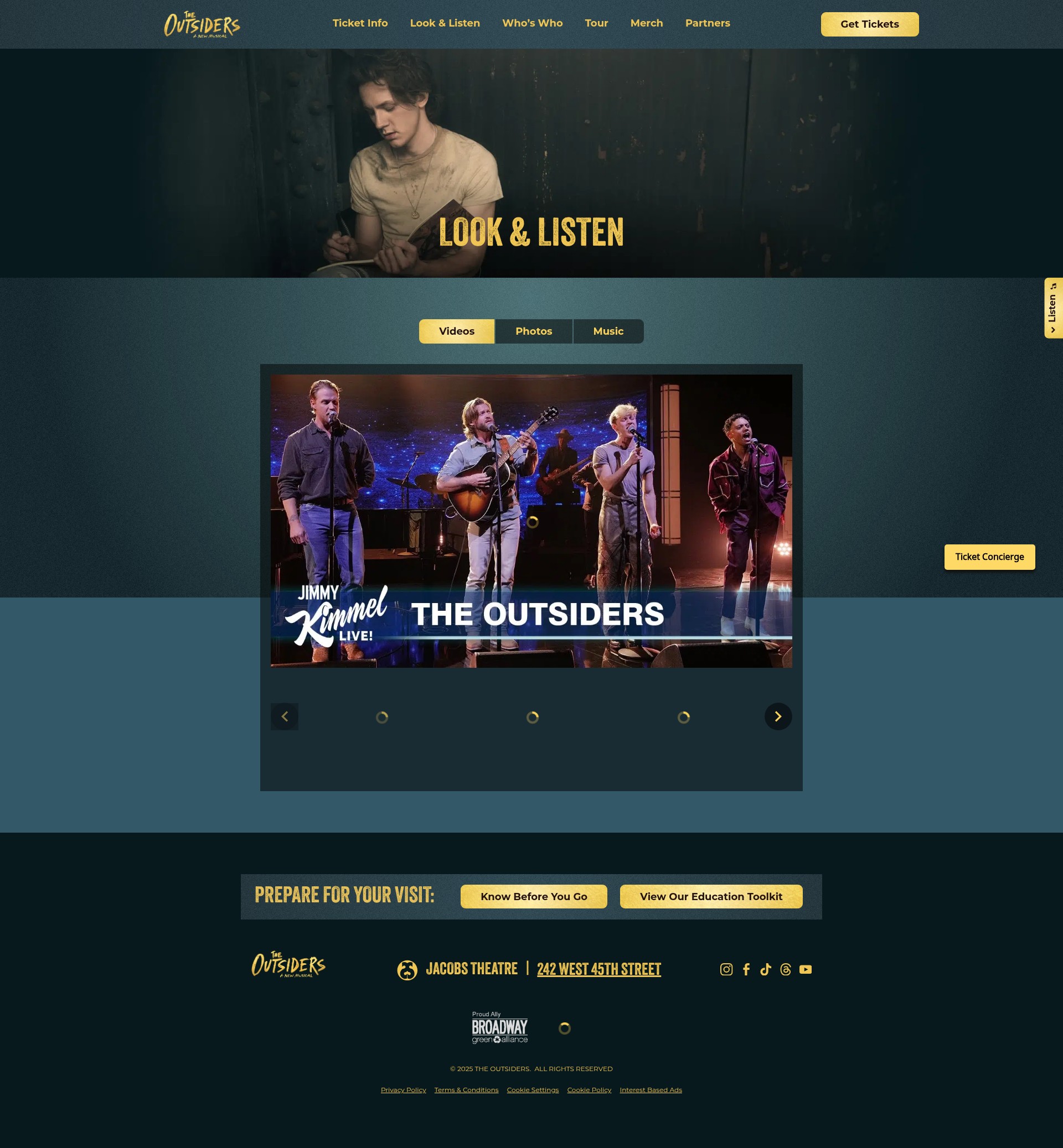 Screenshot of outsidersmusical.com