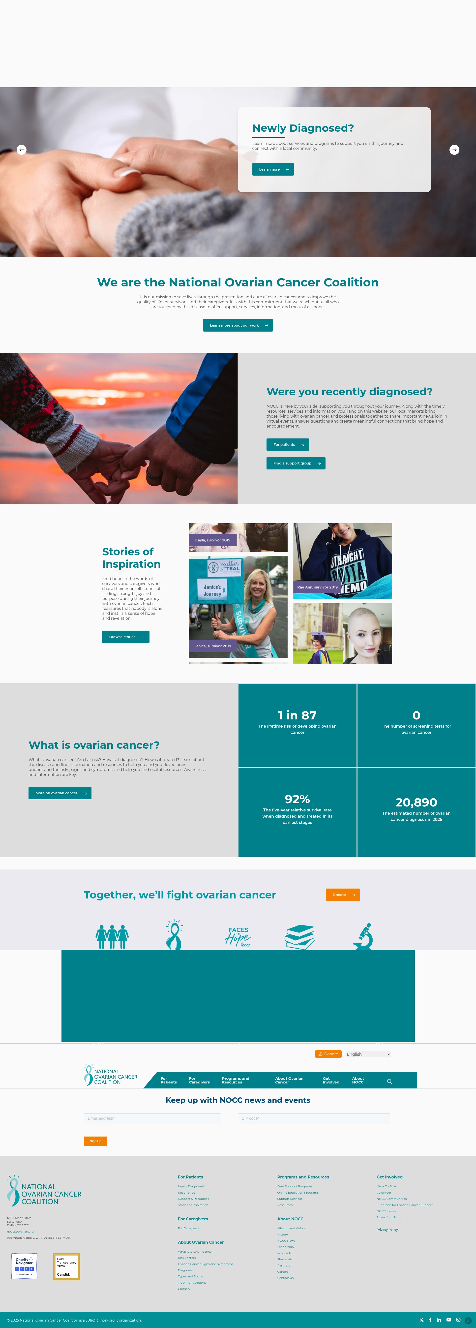 Screenshot of ovarian.org