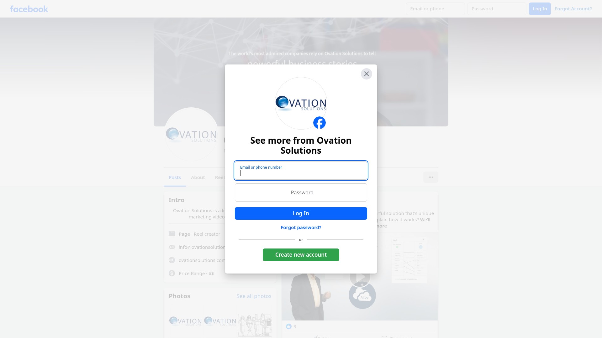 Screenshot of ovationsolutions.com