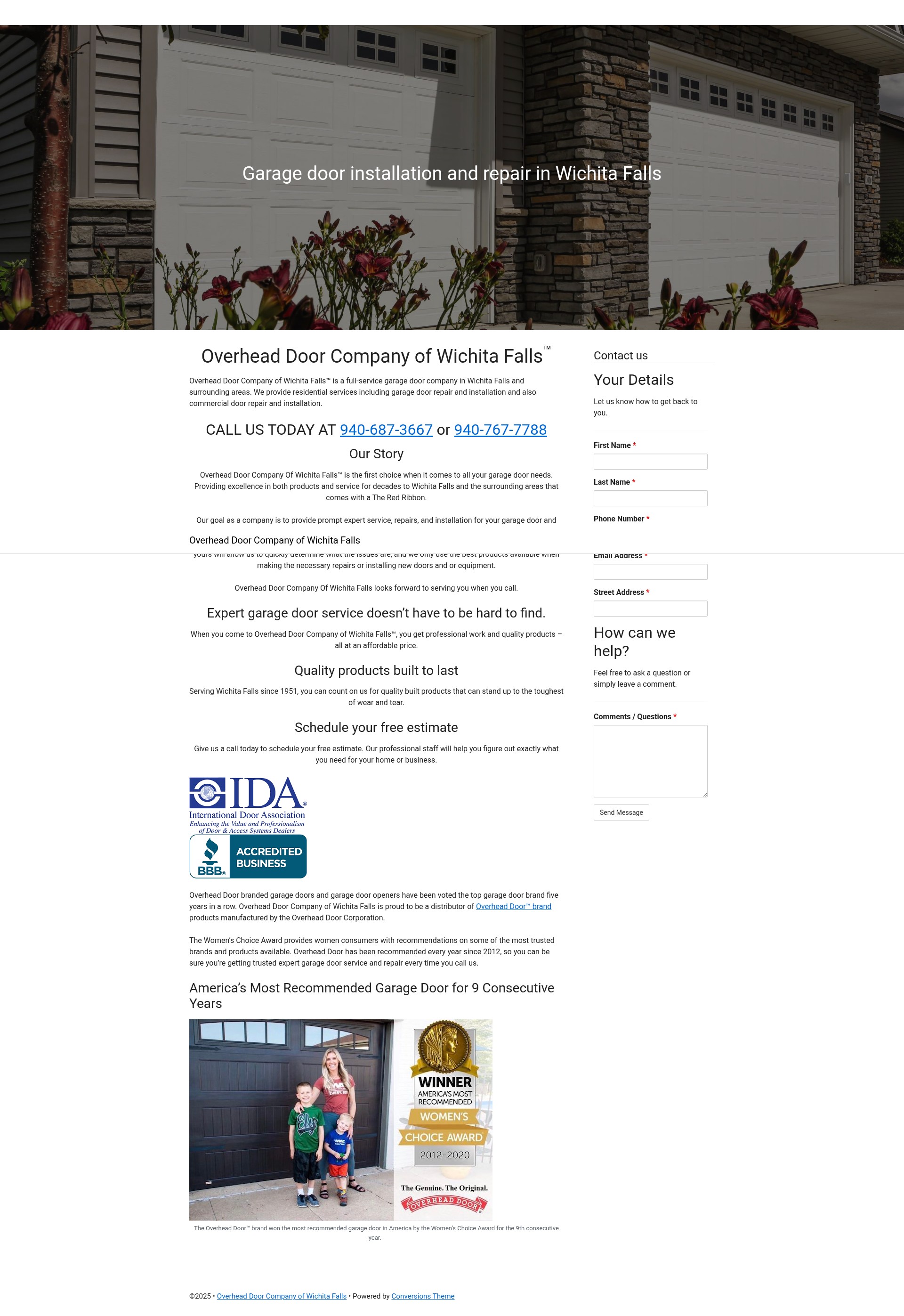 Screenshot of overheaddoorcoofwichitafalls.com
