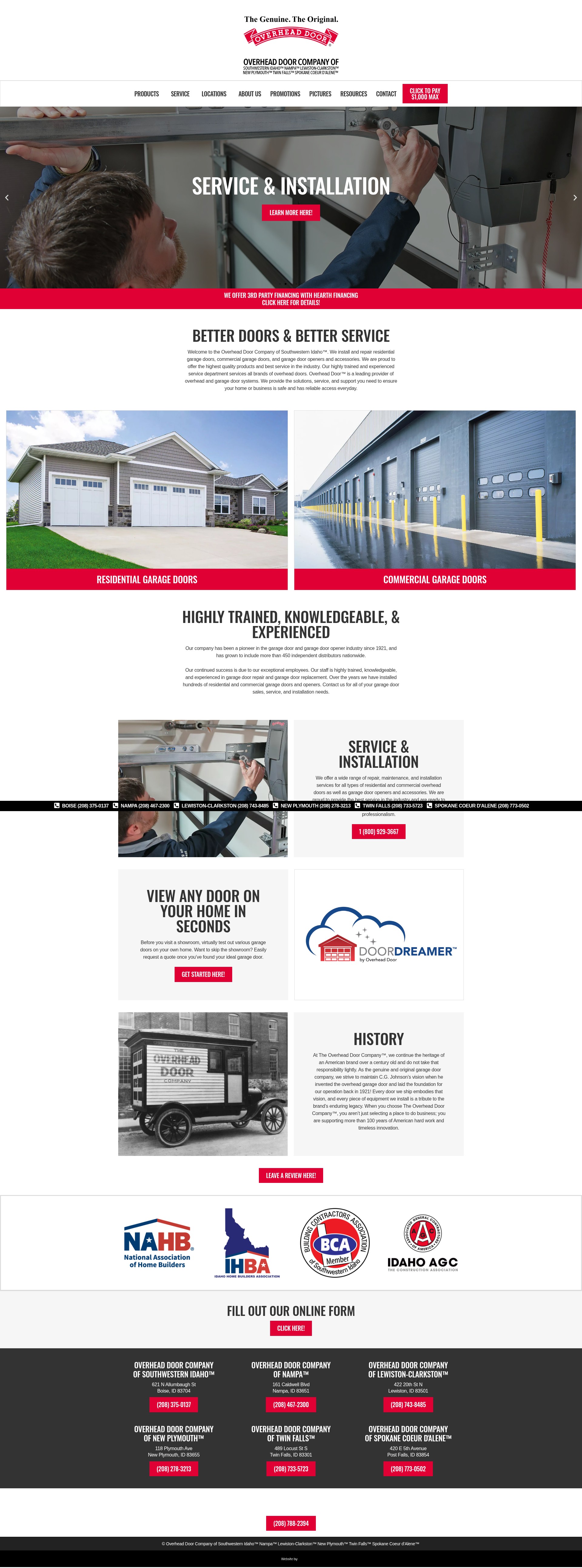 Screenshot of overheaddoorinc.com