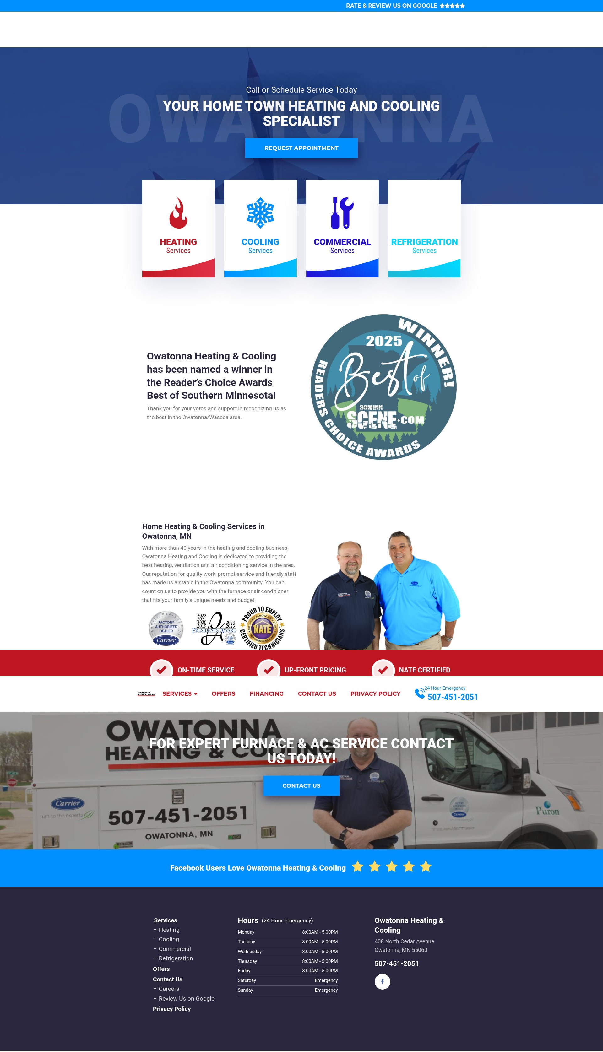 Screenshot of owatonna-heating.com