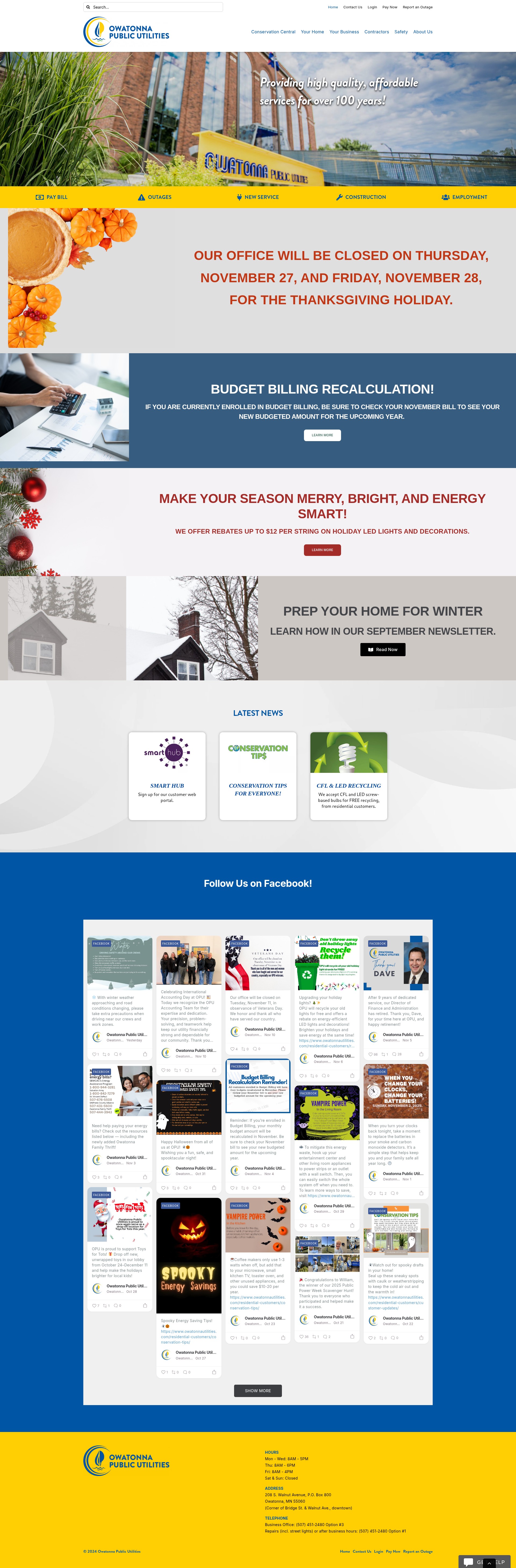 Screenshot of owatonnautilities.com