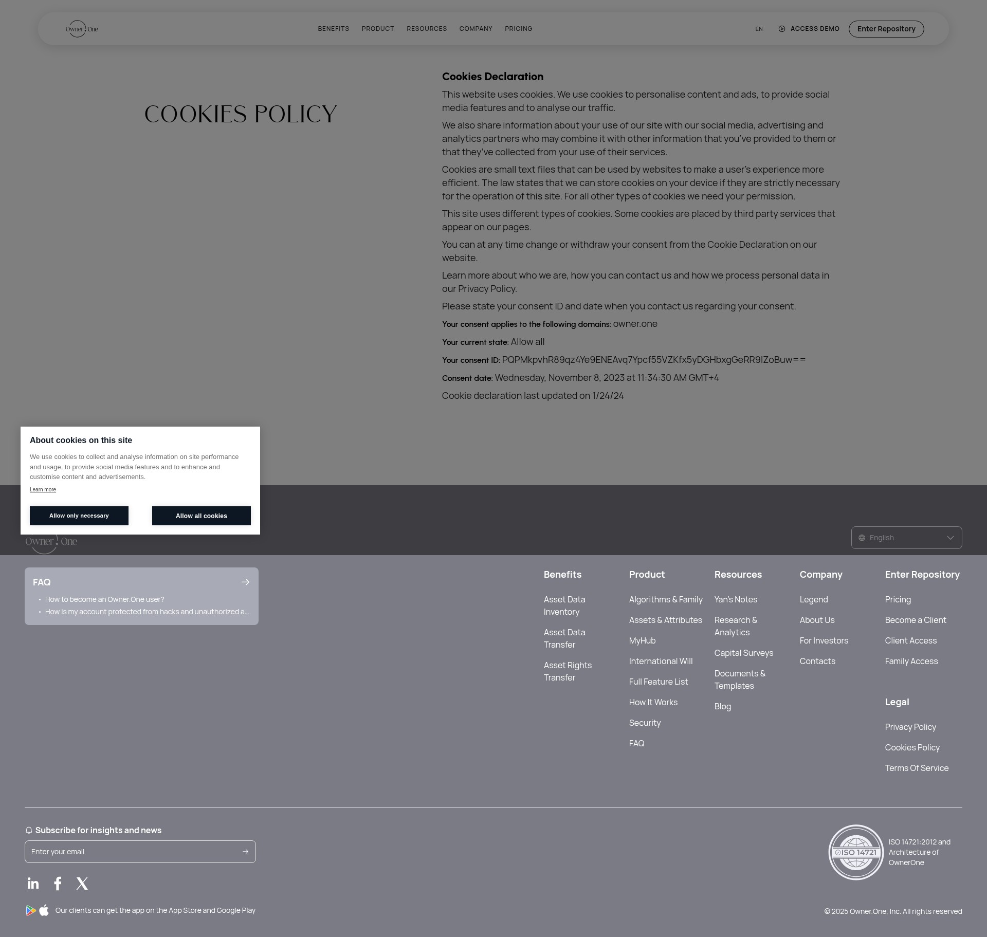 Screenshot of owner.one