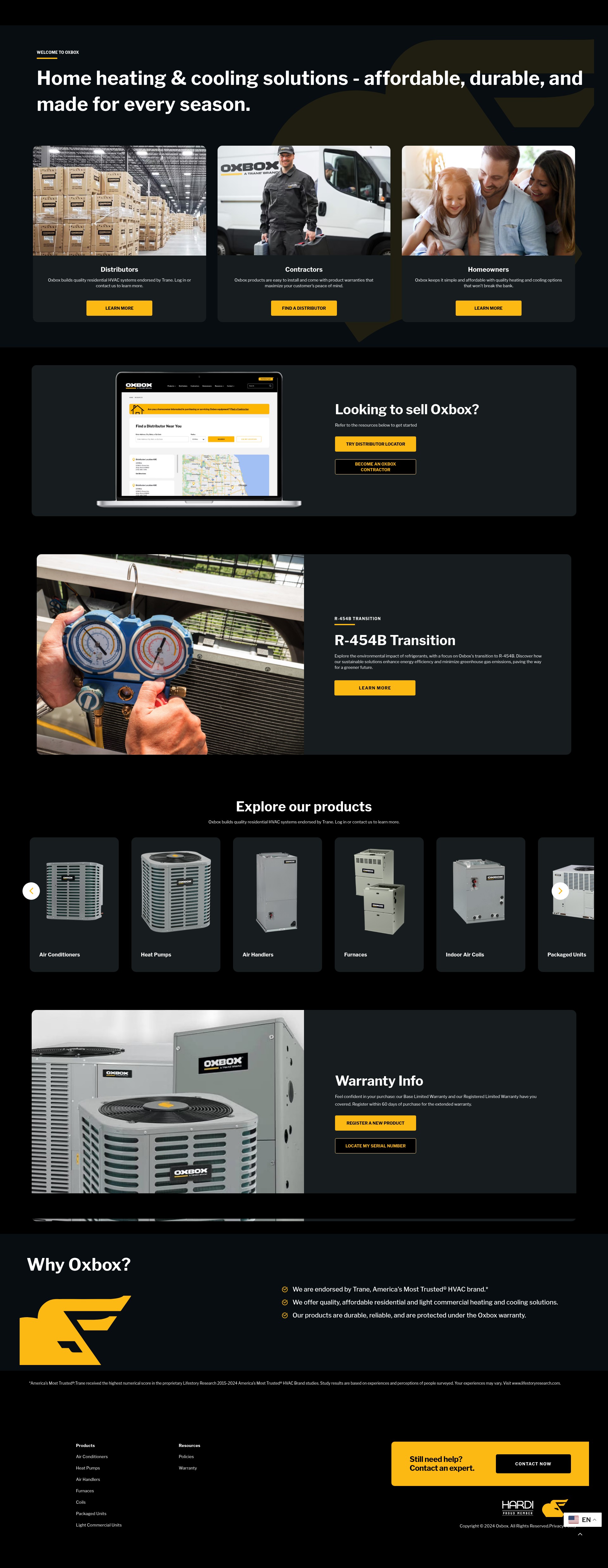 Screenshot of oxboxhvac.com