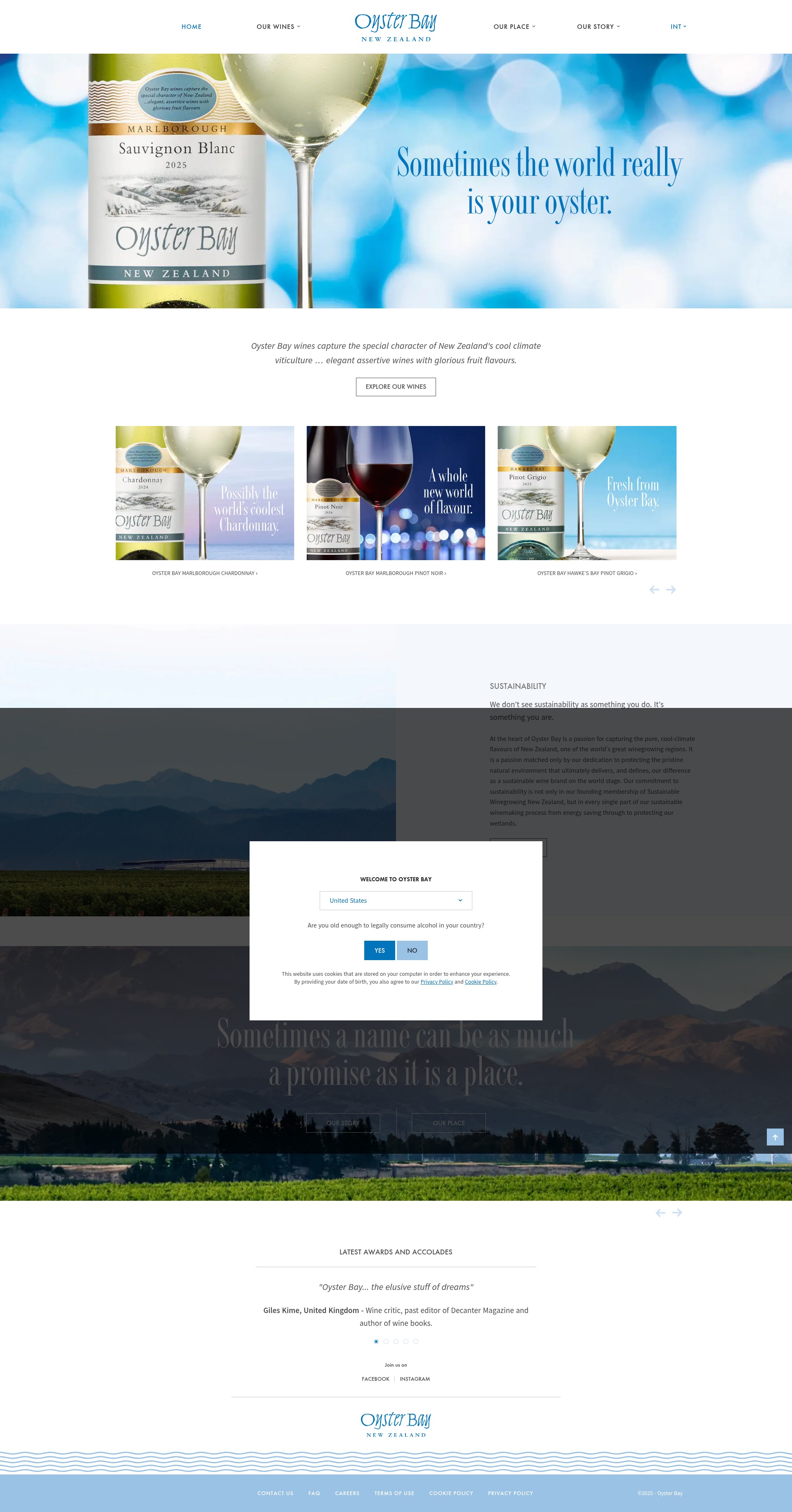 Screenshot of oysterbaywines.com