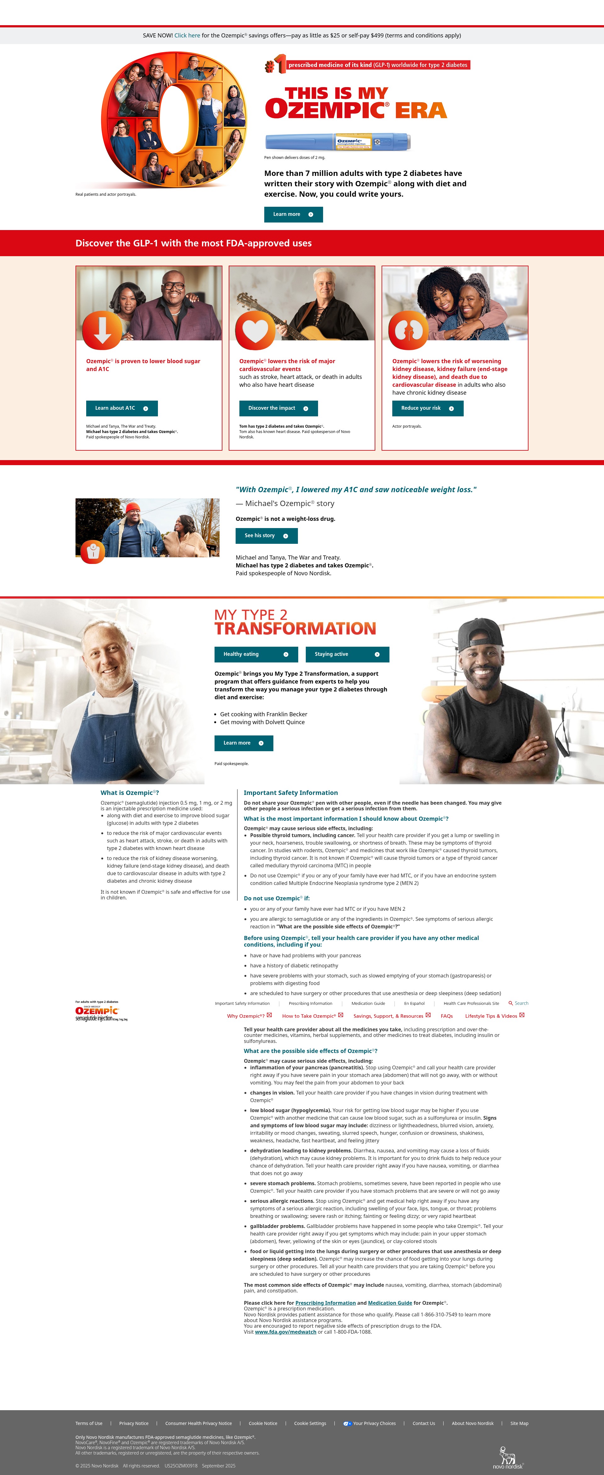 Screenshot of ozempic.com