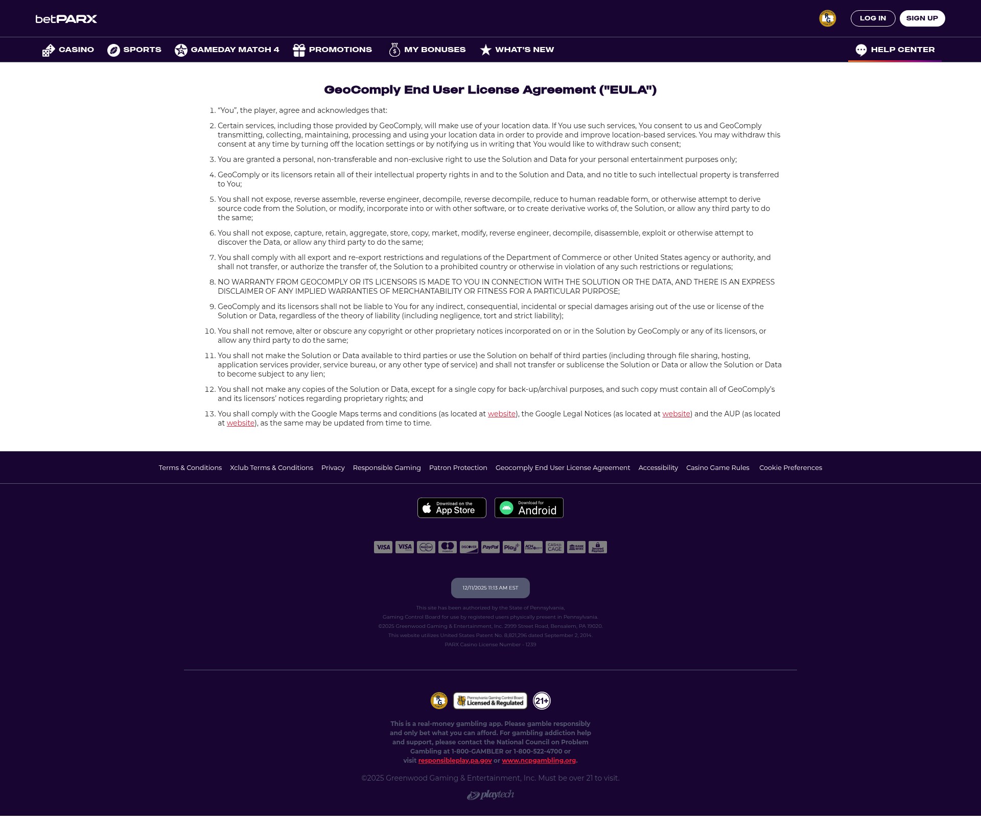 Screenshot of pa.betparx.com