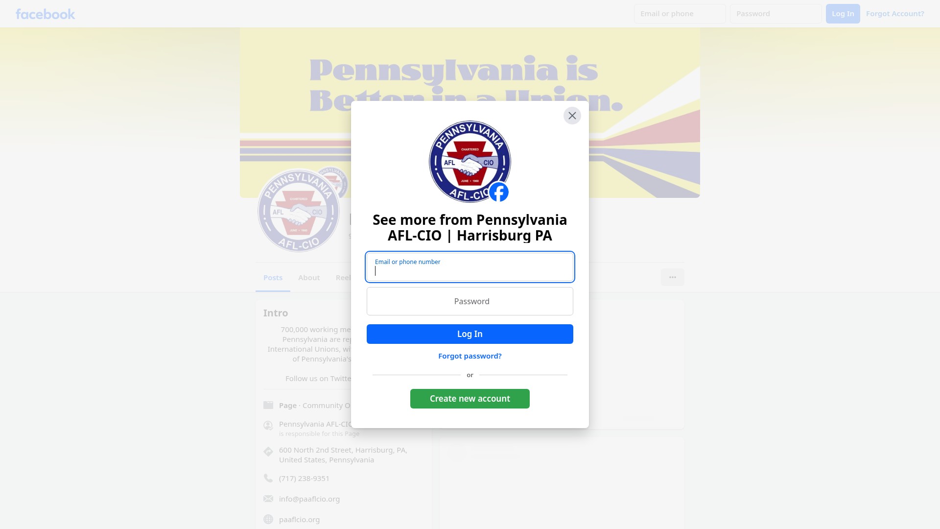 Screenshot of paaflcio.org