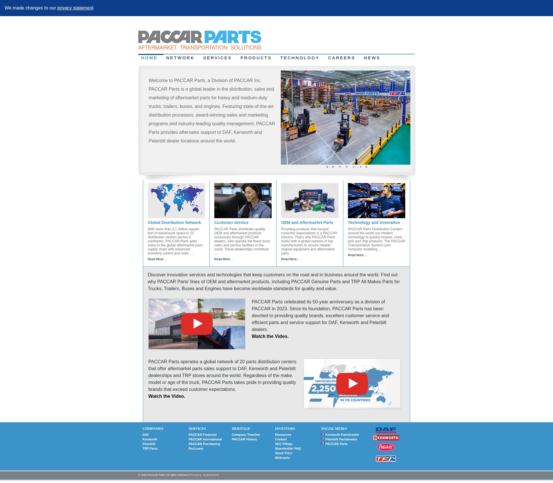 Screenshot of paccarparts.com