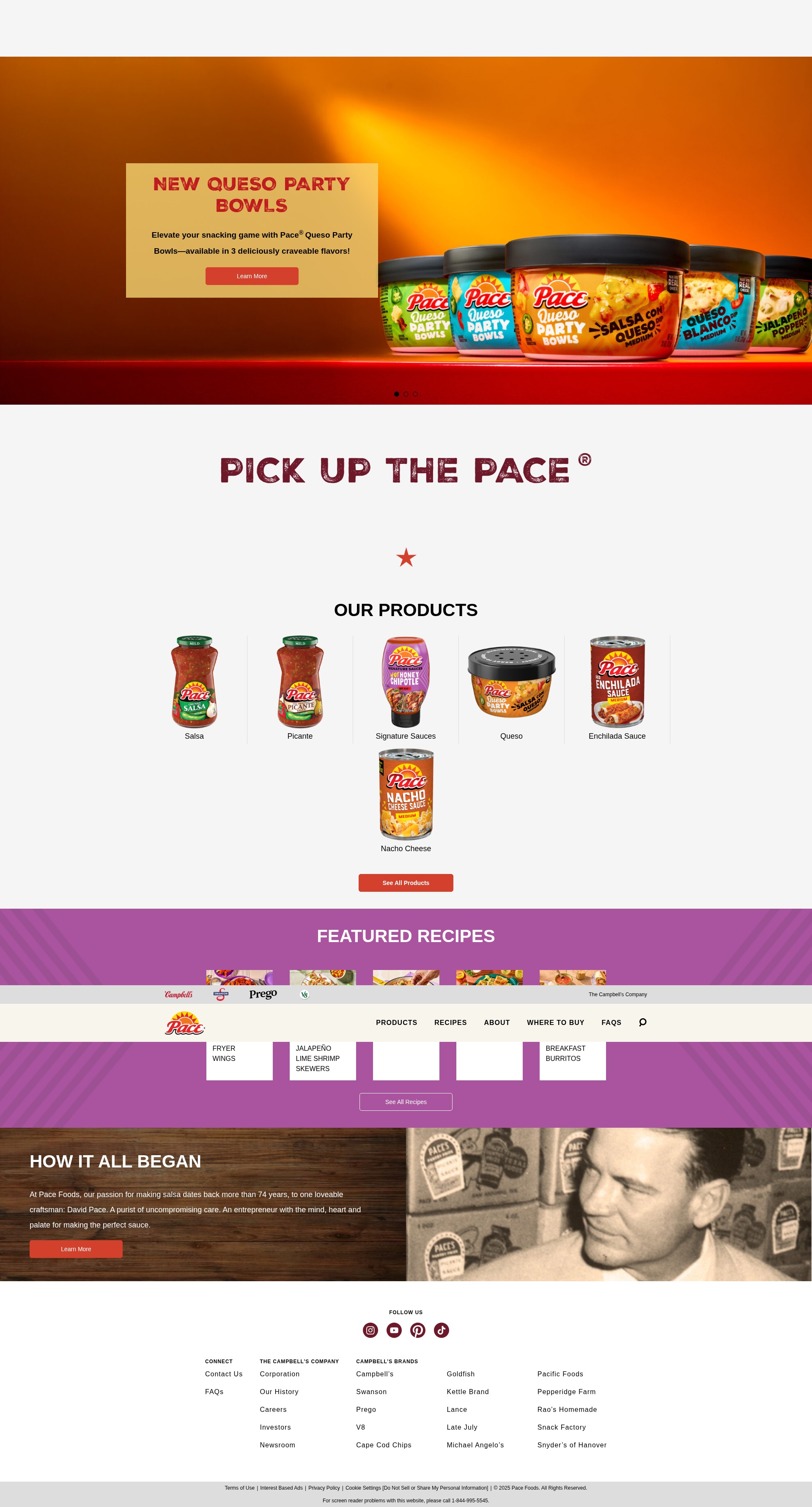 Screenshot of pacefoods.com