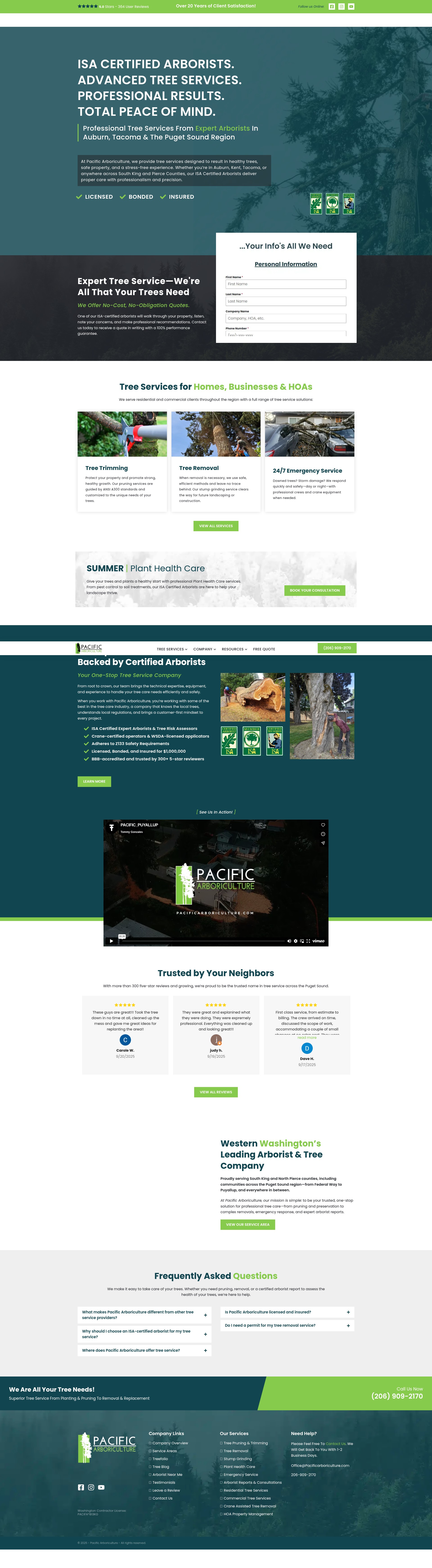 Screenshot of pacificarboriculture.com