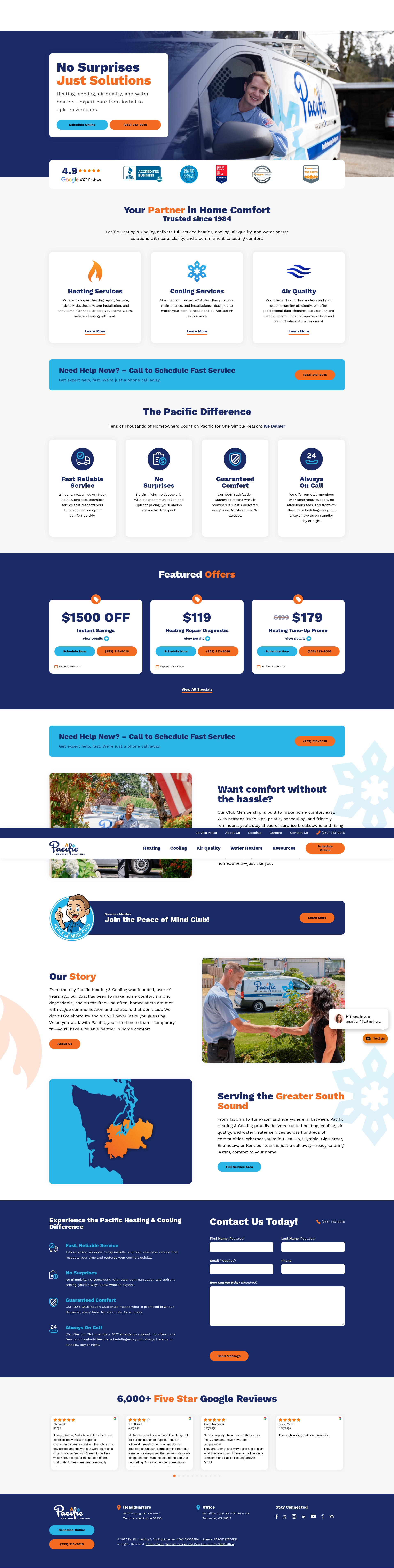 Screenshot of pacificheatingcooling.com