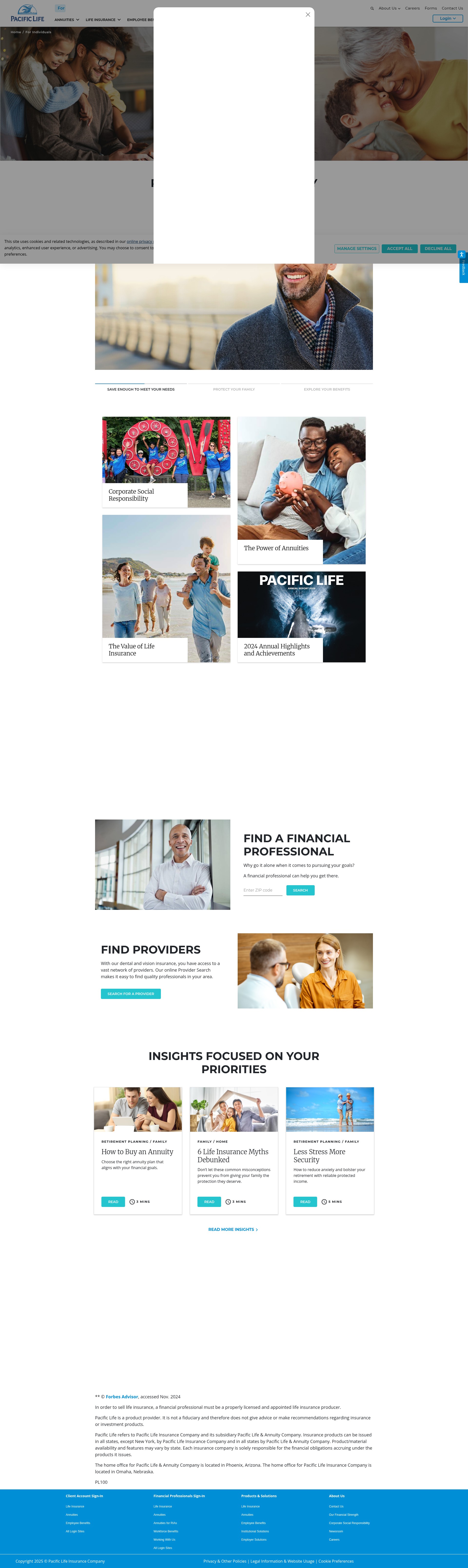 Screenshot of pacificlife.com