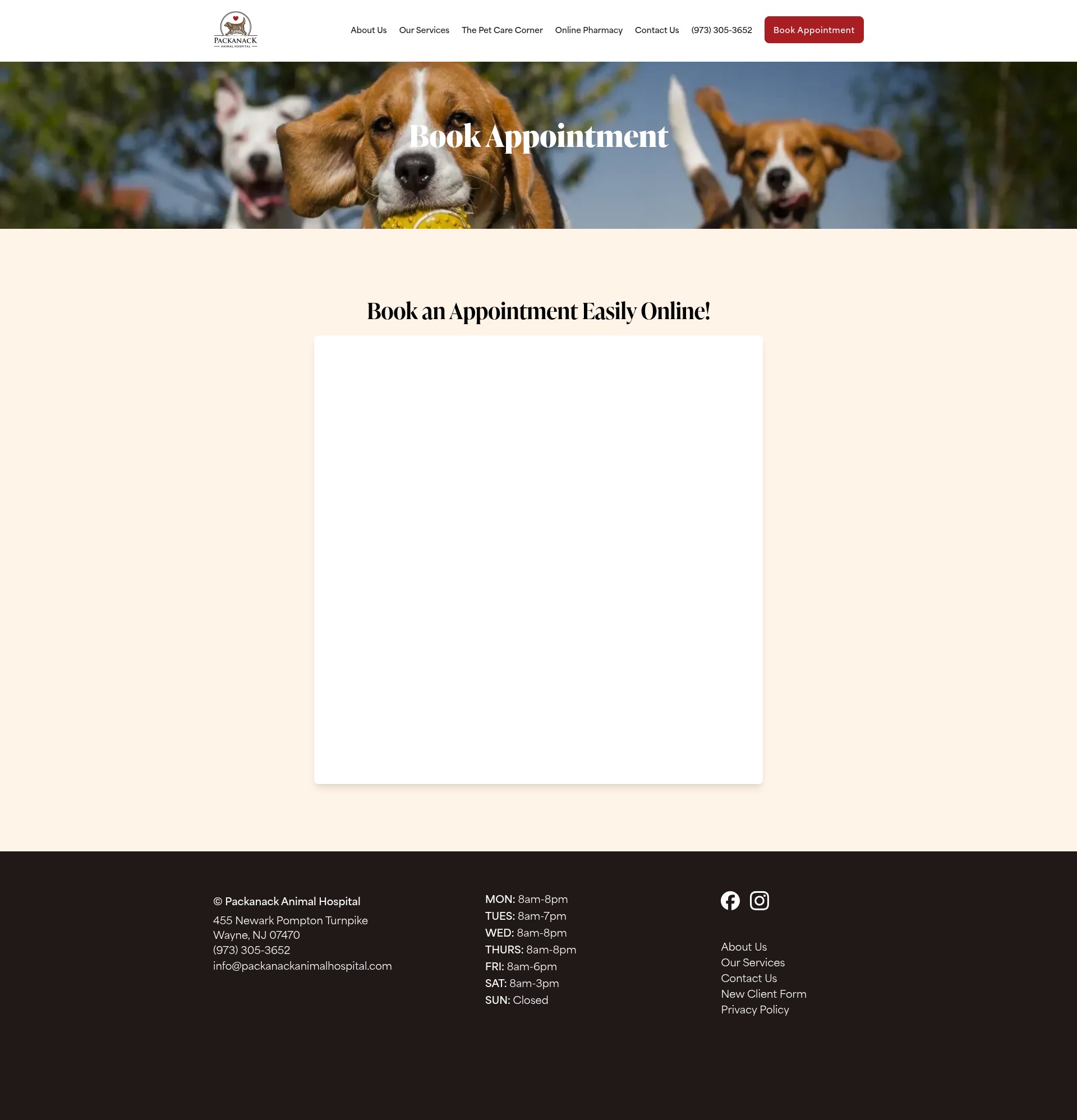 Screenshot of packanackanimalhospital.com