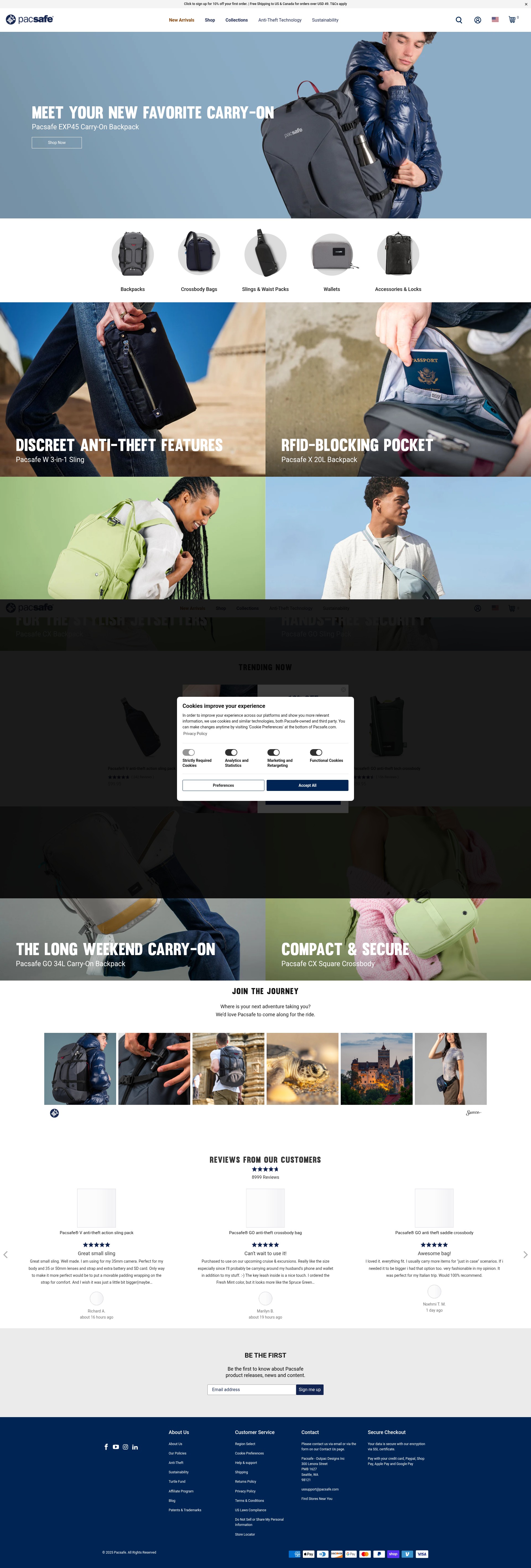 Screenshot of pacsafe.com