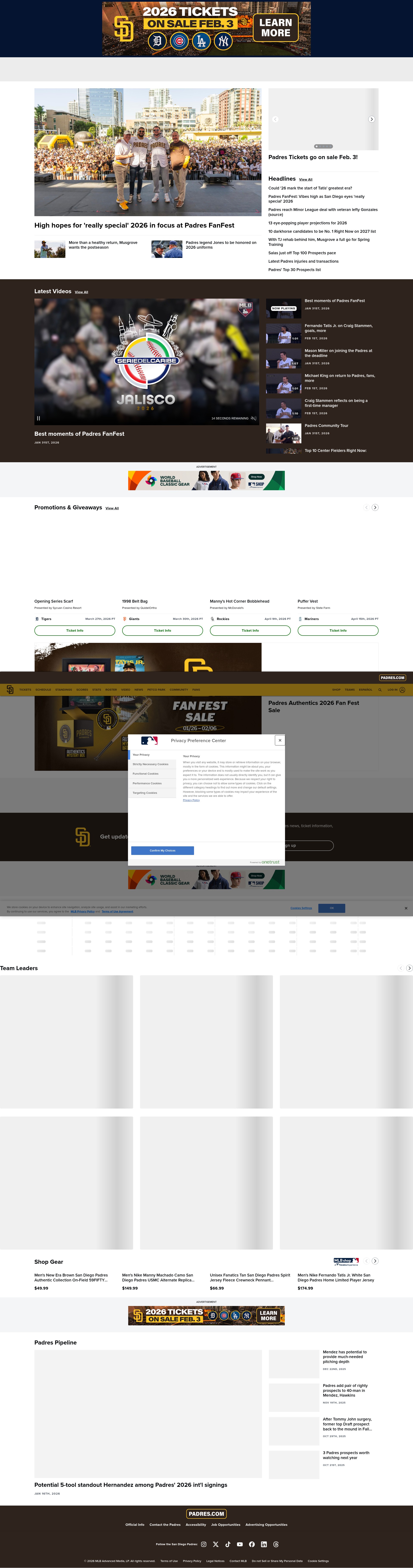 Screenshot of padres.com