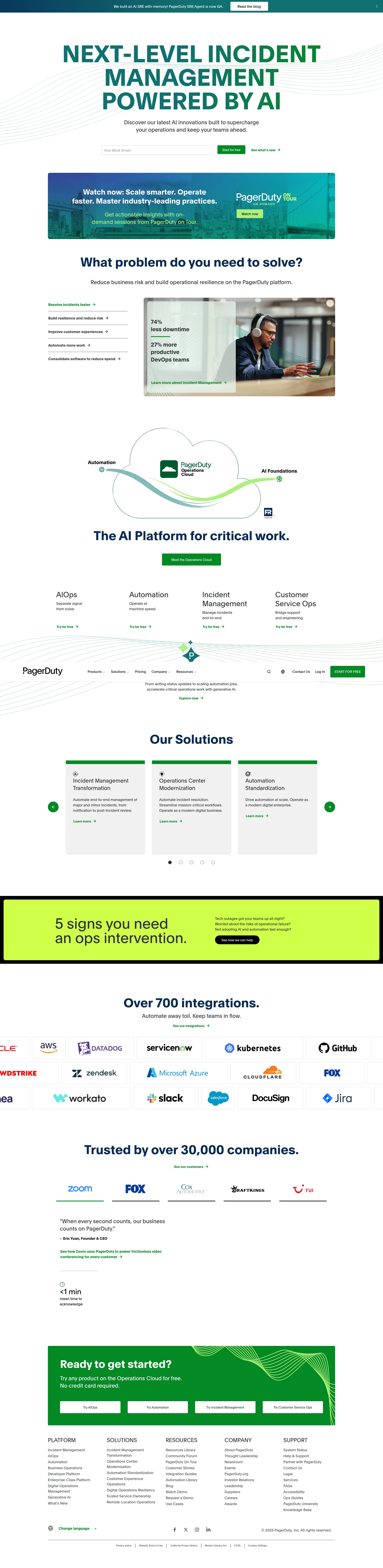 Screenshot of pagerduty.com