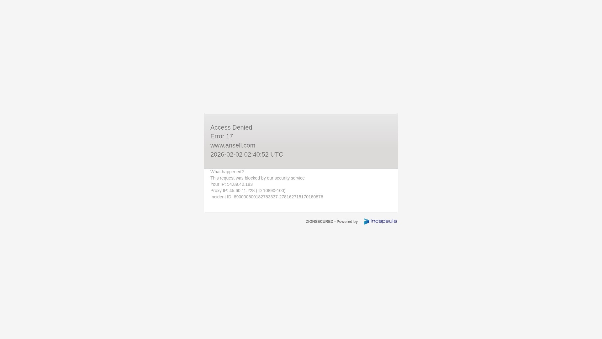 Screenshot of pages.ansell.com